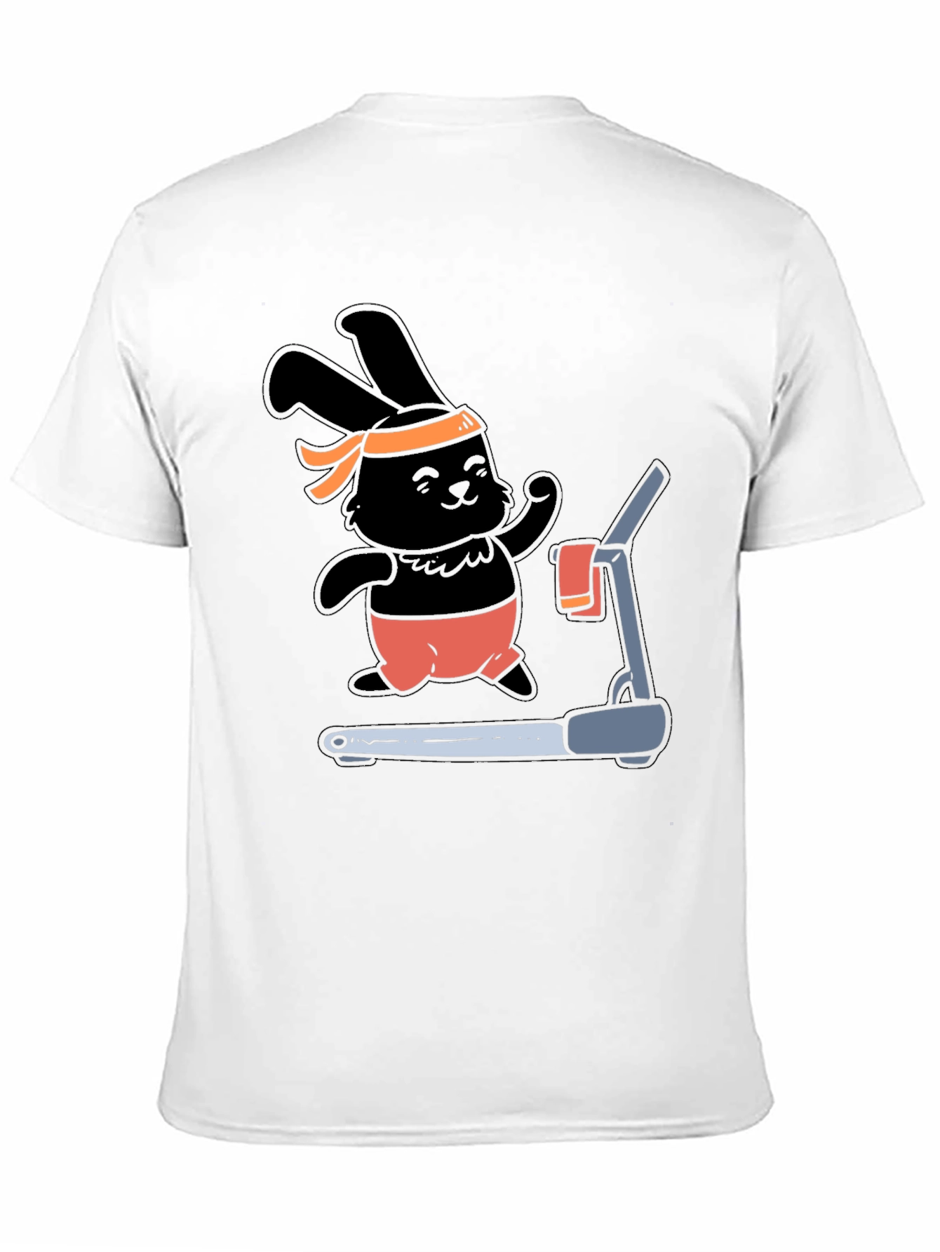Bunny Treadmill T-Shirt - Black Cotton Gym Tee
