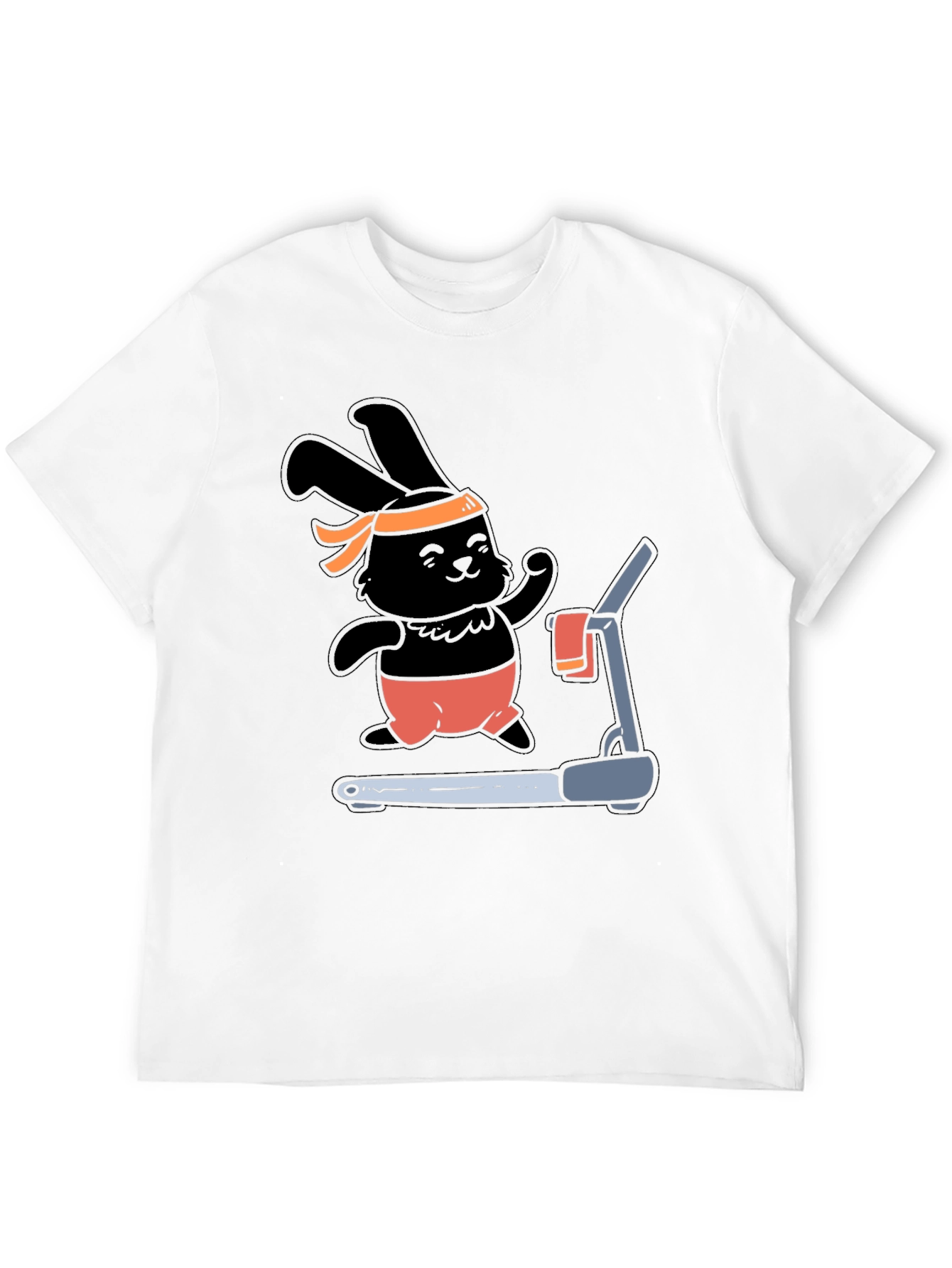 Bunny Treadmill T-Shirt - Black Cotton Gym Tee