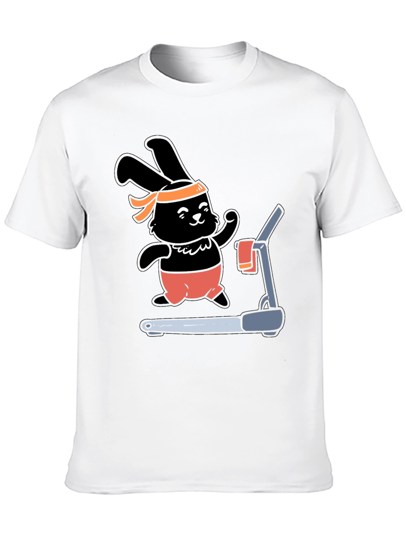 Bunny Treadmill T-Shirt - Black Cotton Gym Tee