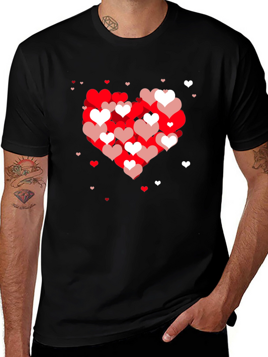 Heart Pattern Black T-Shirt