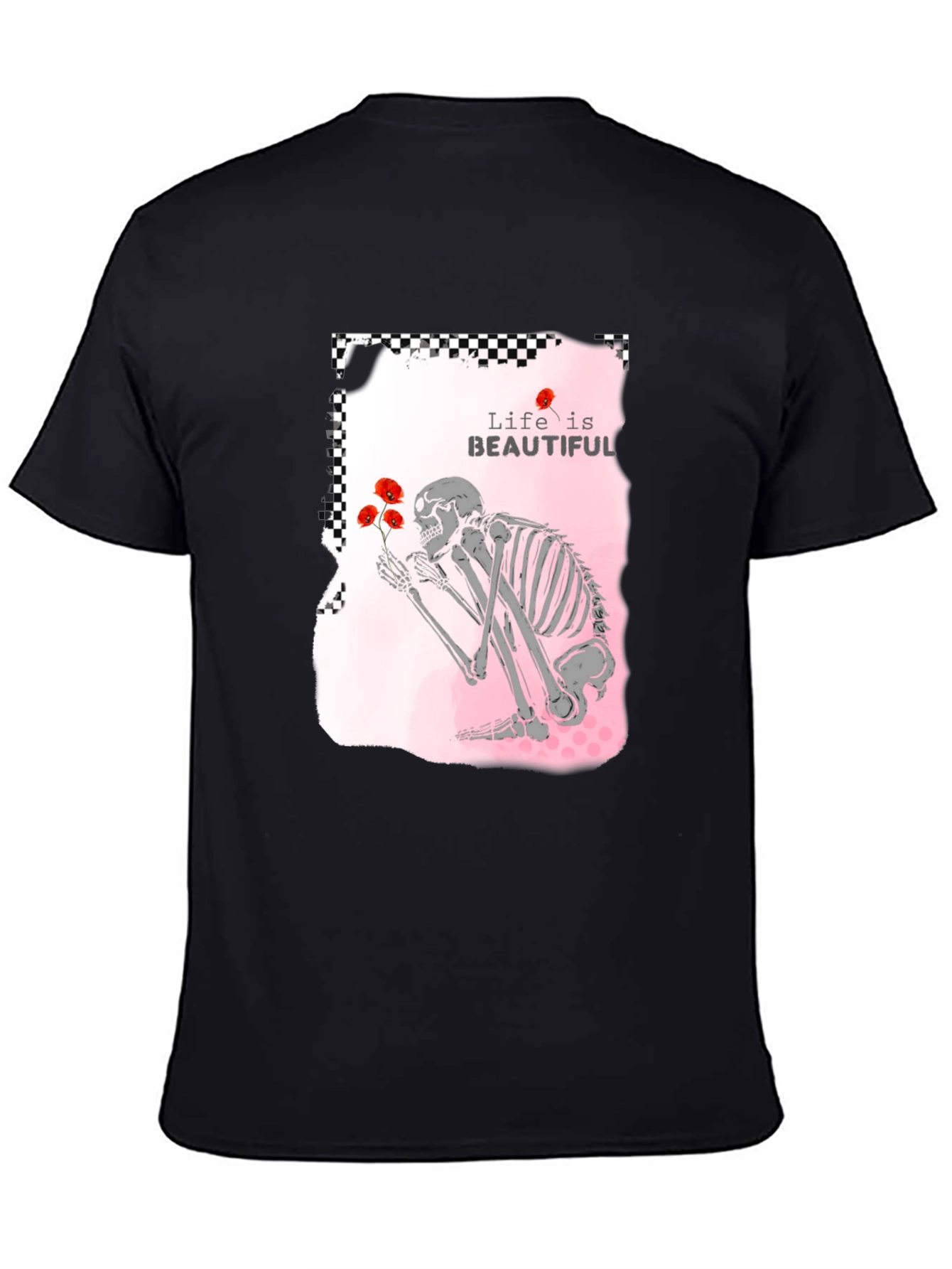 Life is Beautiful Skeleton Graphic T-Shirt