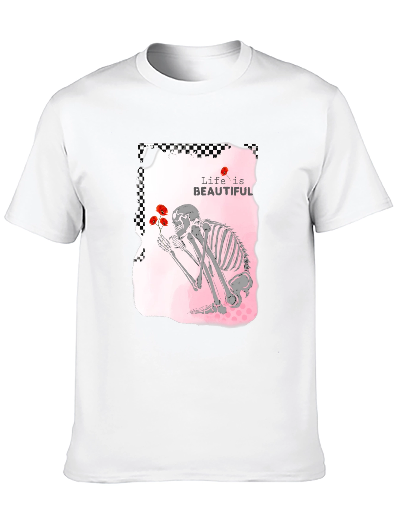 Life is Beautiful Skeleton Graphic T-Shirt