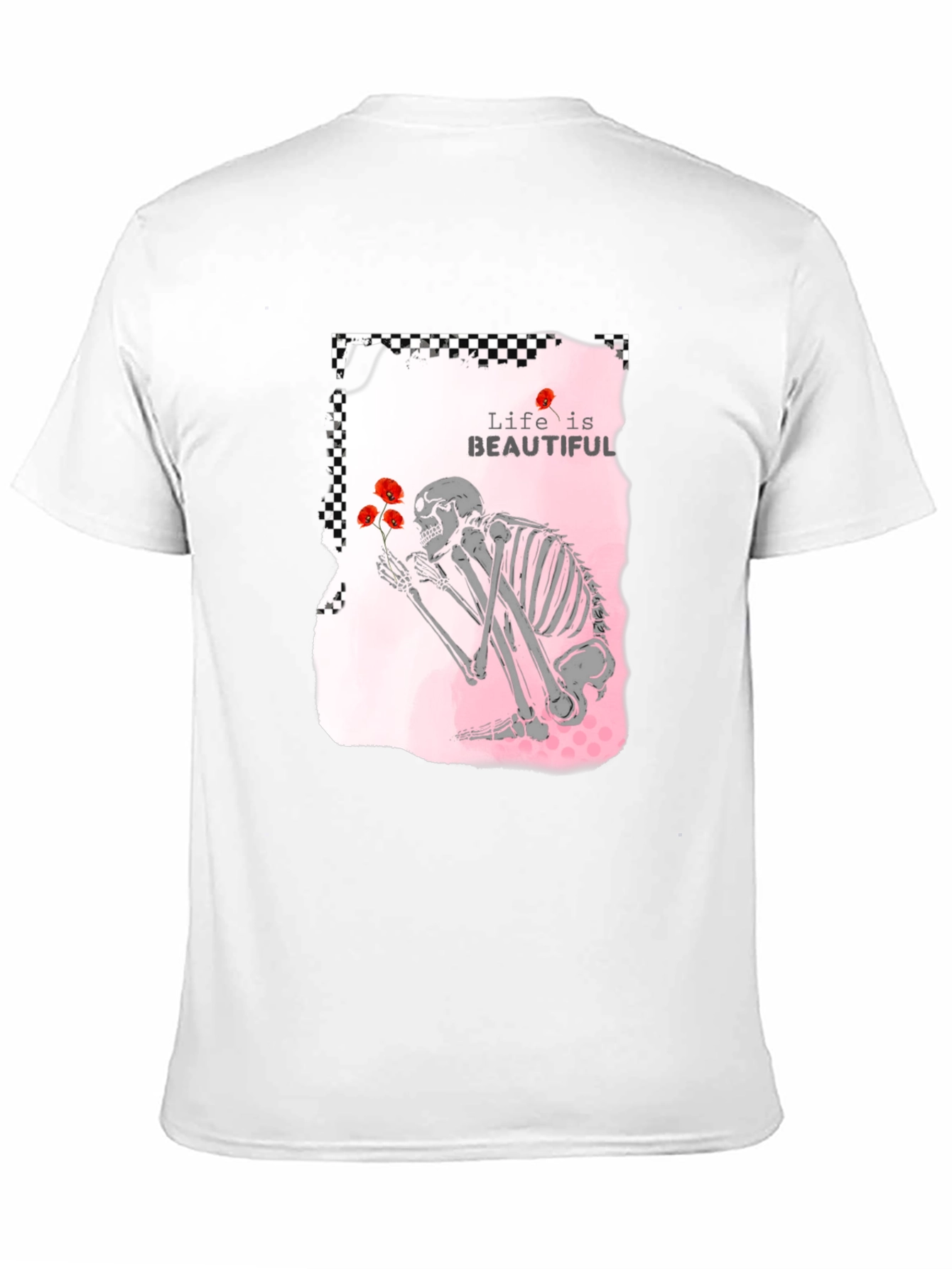 Life is Beautiful Skeleton Graphic T-Shirt