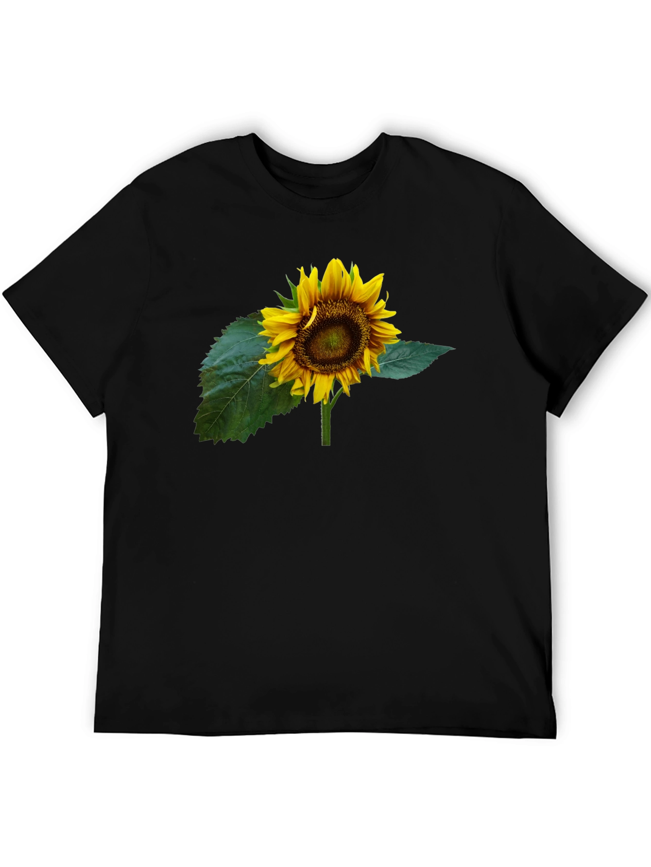 Sunflower Graphic Tee - Black Cotton T-Shirt