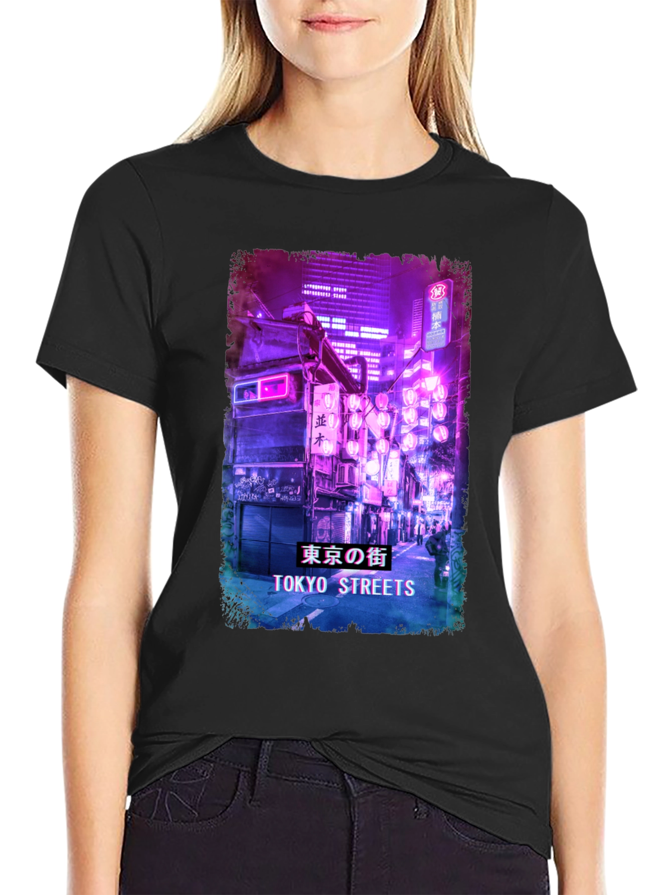 Tokyo Streets Graphic Print Black T-Shirt