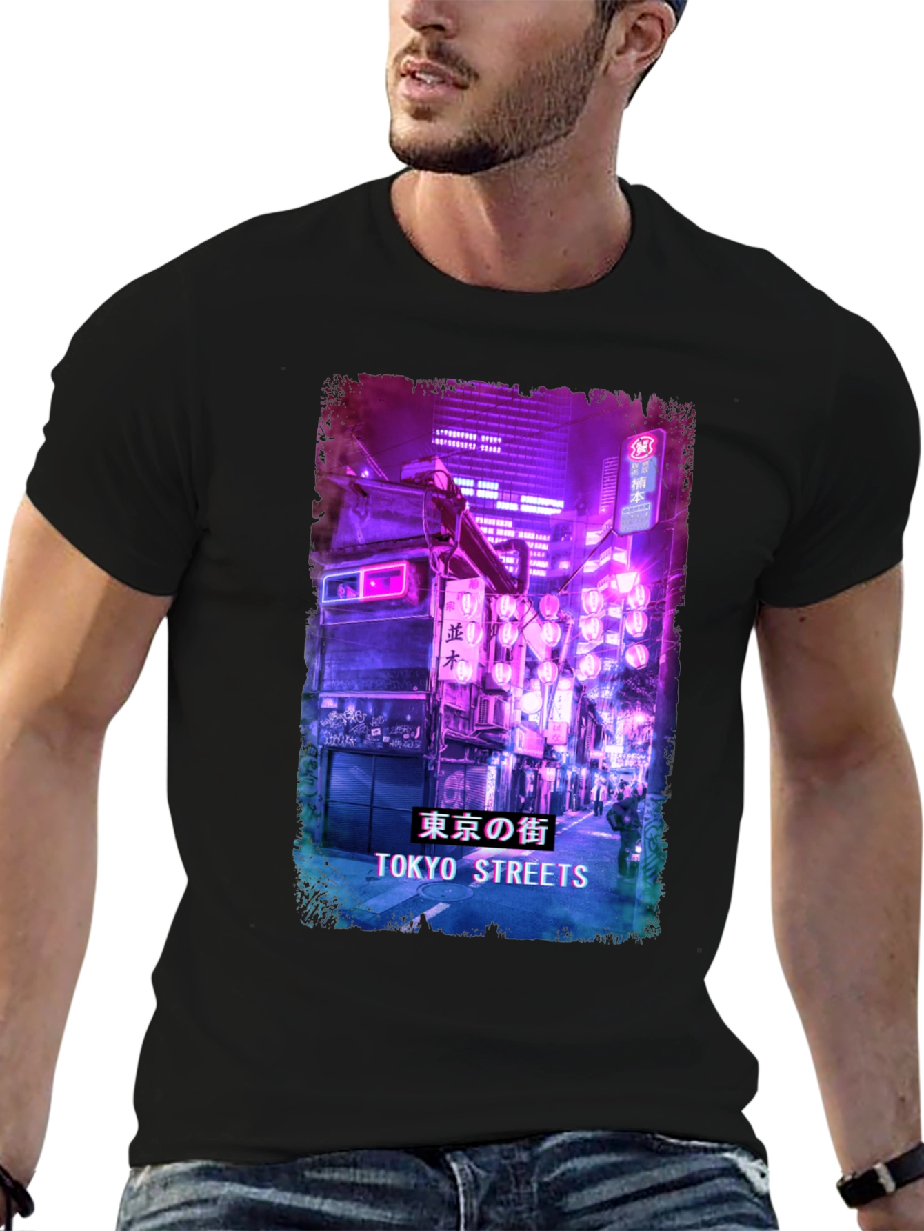 Tokyo Streets Graphic Print Black T-Shirt