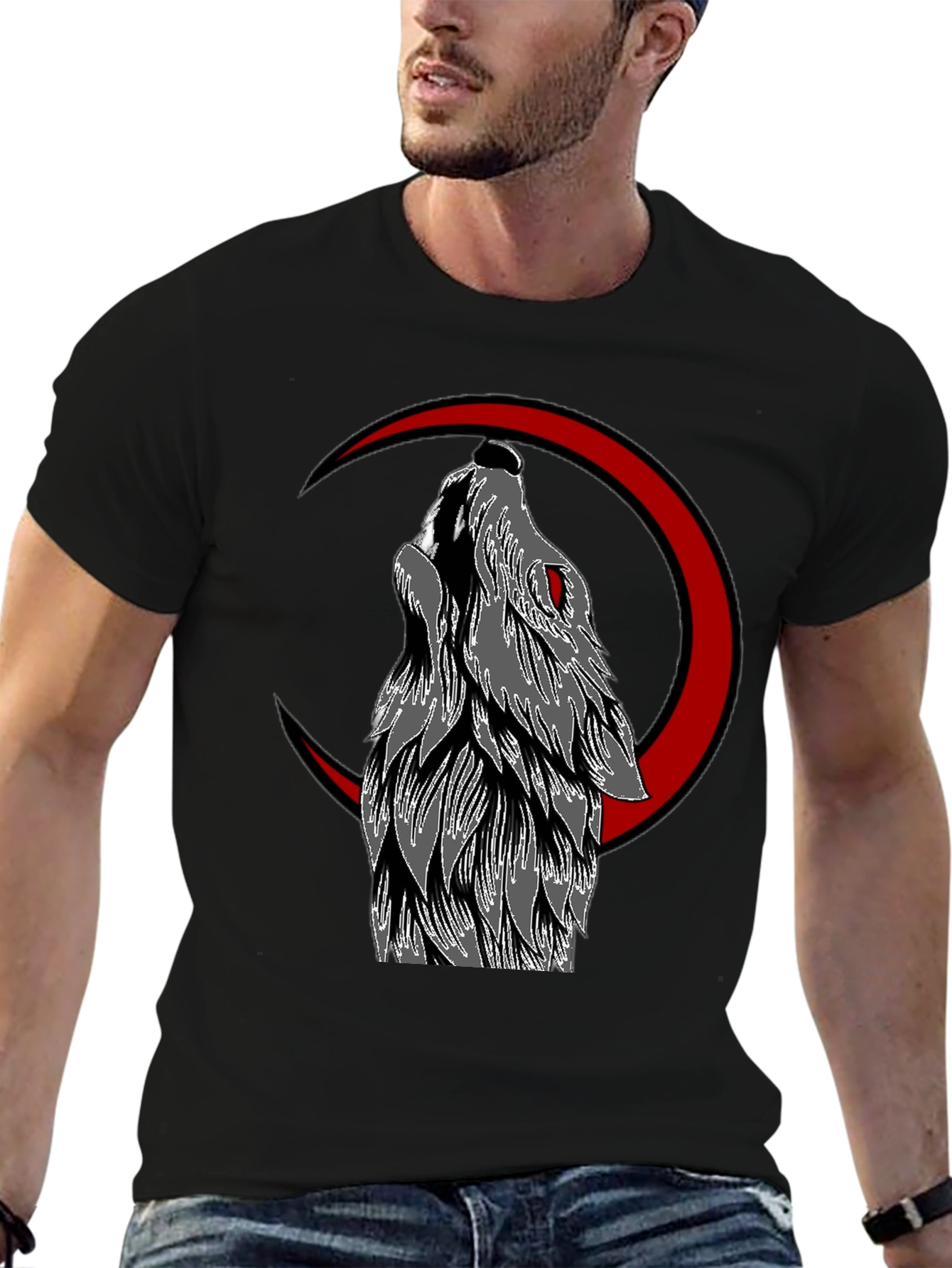 Wolf Moon Graphic Tee - Mens Black T-Shirt