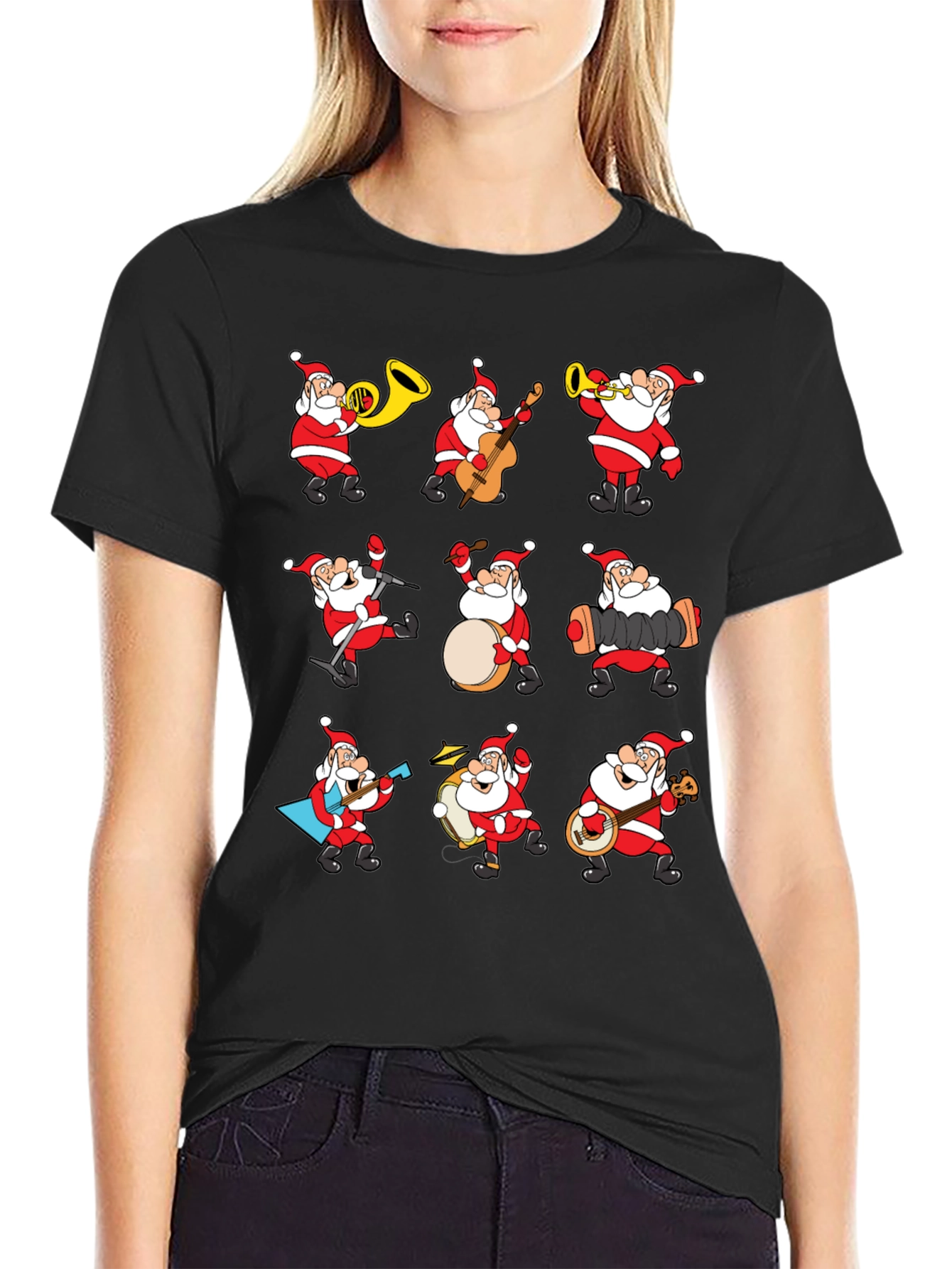Festive Santa Musician Graphic Tee