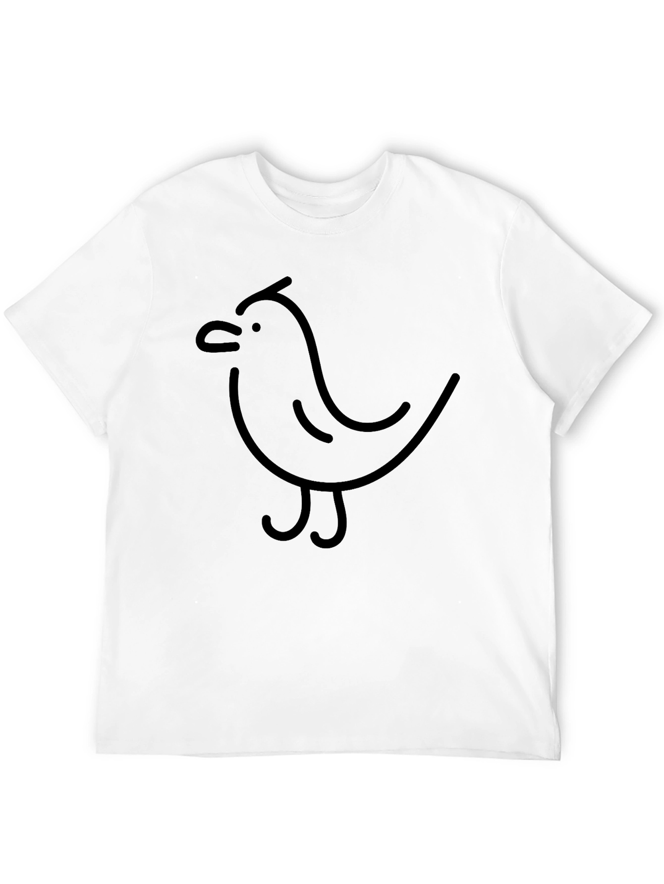 Black T-Shirt with Minimalist Bird Graphic