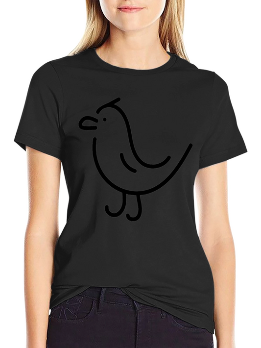 Black T-Shirt with Minimalist Bird Graphic