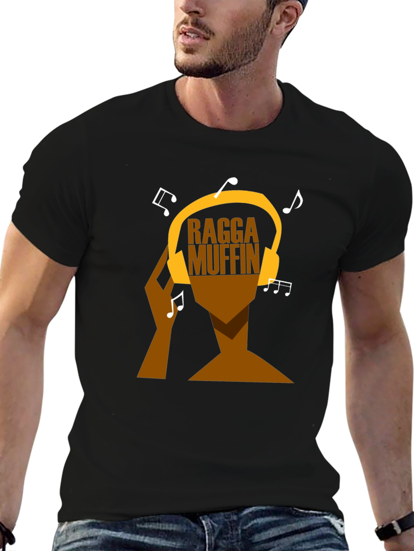 Ragga Muffin Graphic Tee - Black Cotton T-Shirt