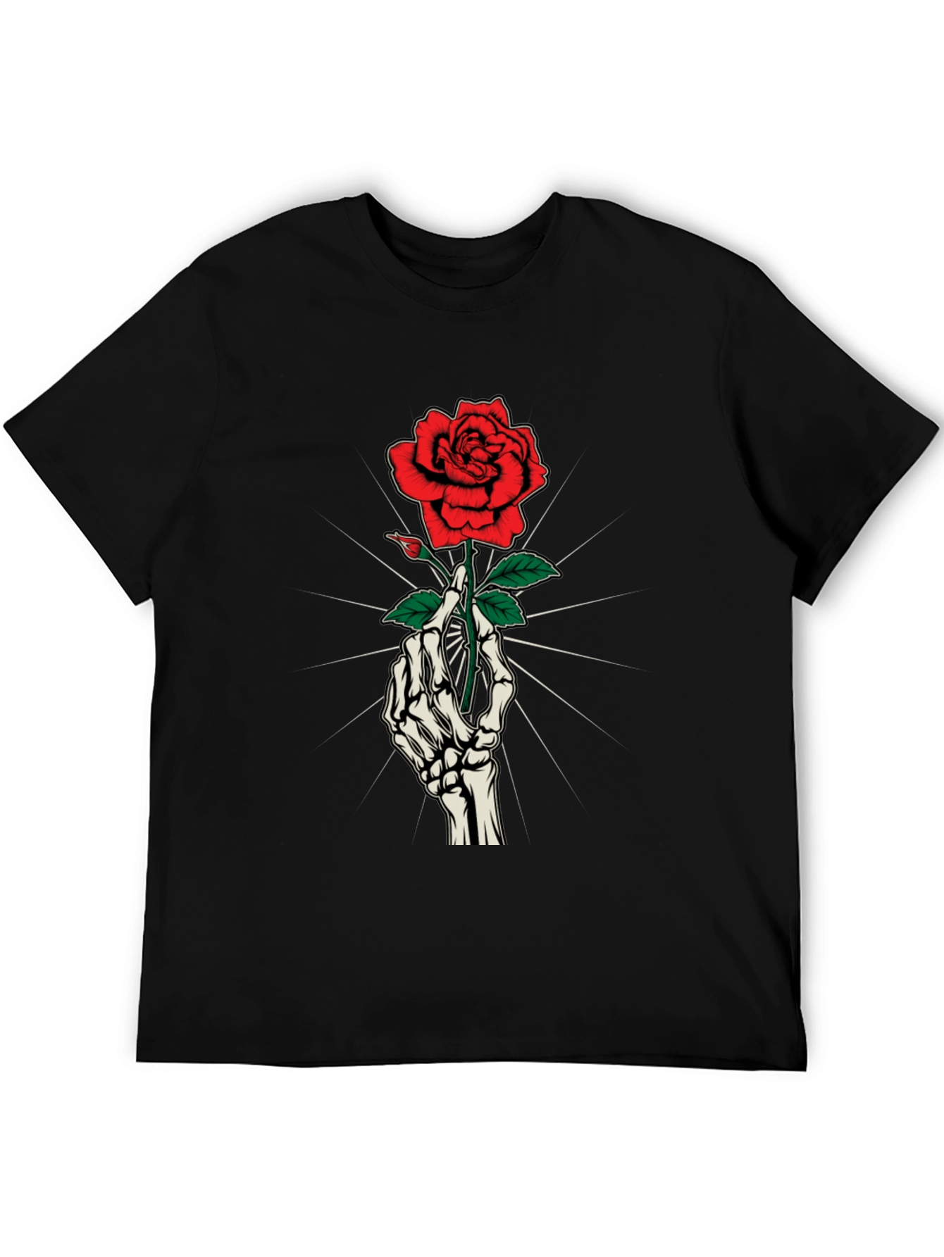 Rose & Bones Graphic Tee - Gothic Style