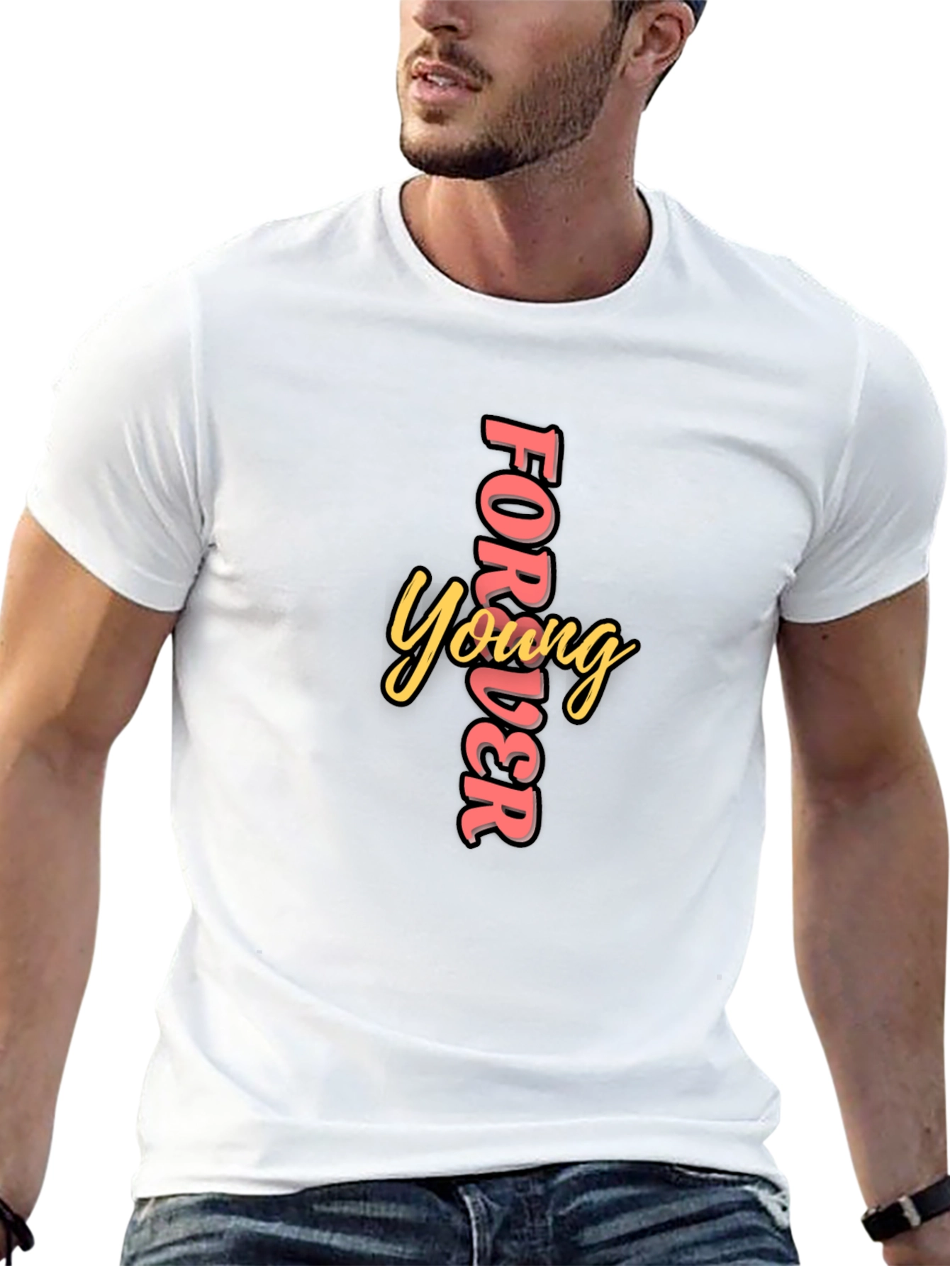 Forever Young Black Graphic Tee
