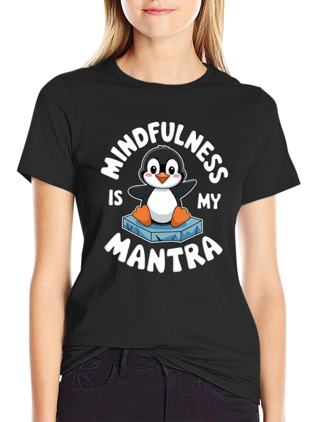 Mindfulness is My Mantra Penguin Graphic T-Shirt