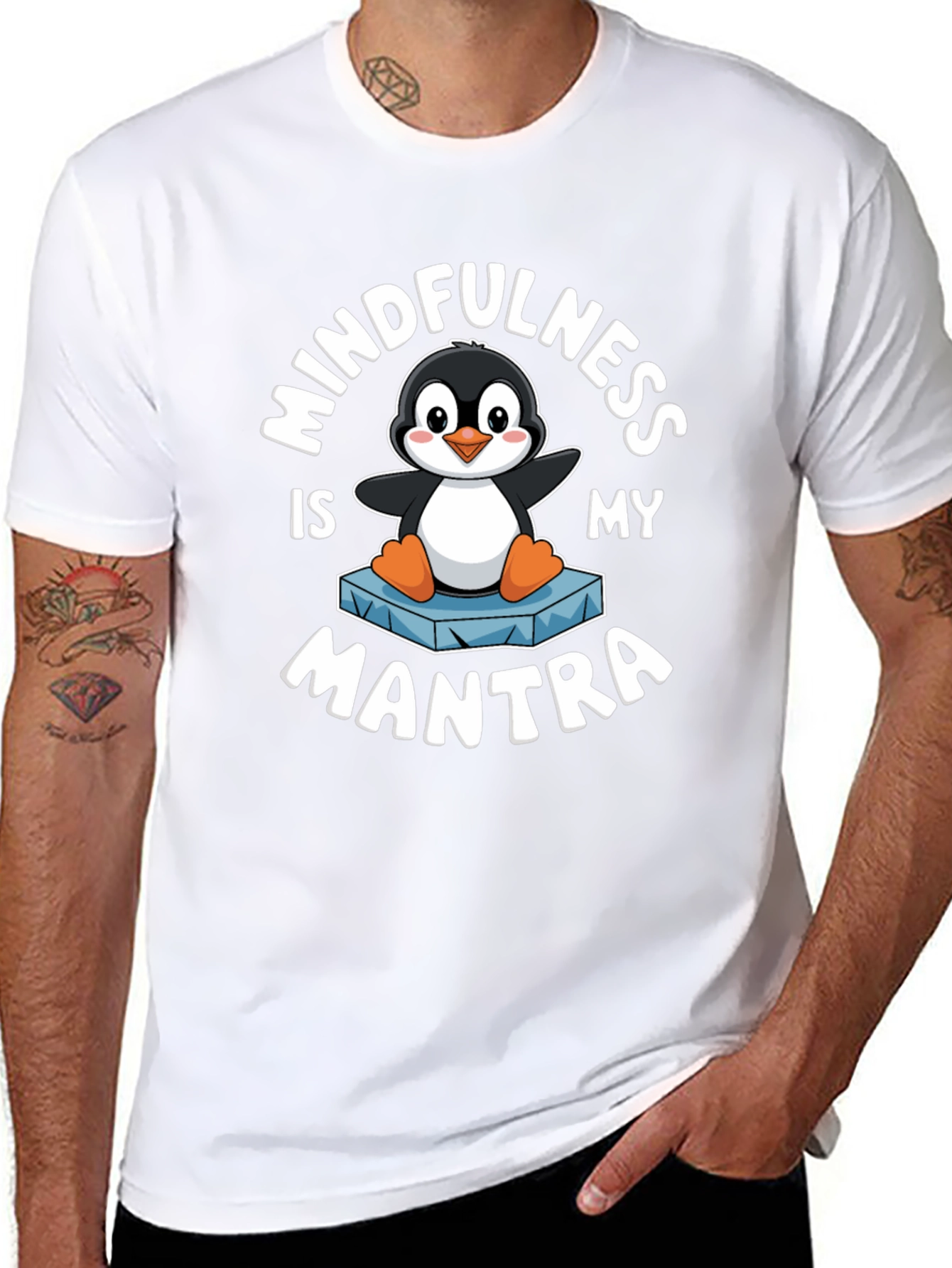Mindfulness is My Mantra Penguin Graphic T-Shirt