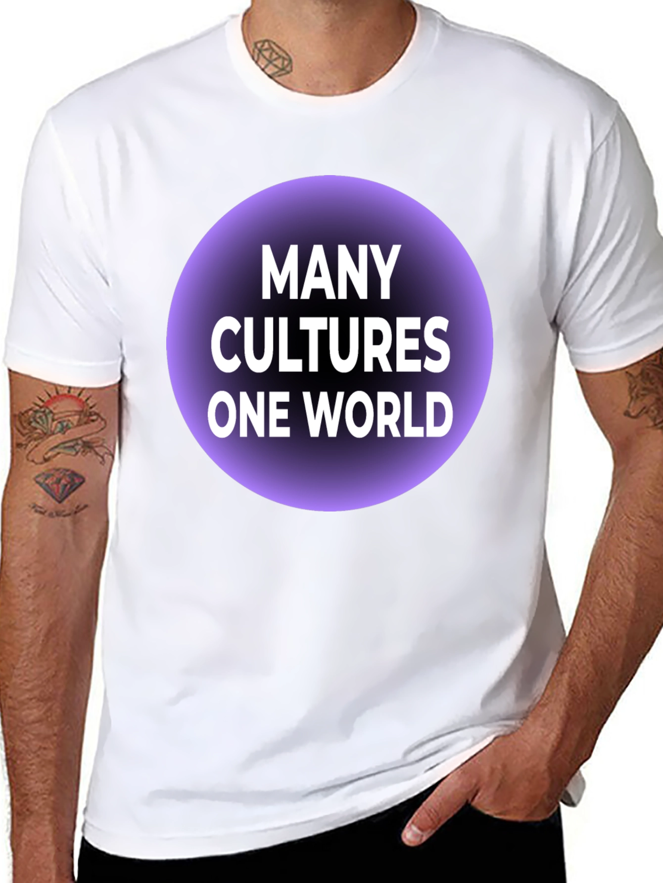 Many Cultures One World Graphic Tee - Black