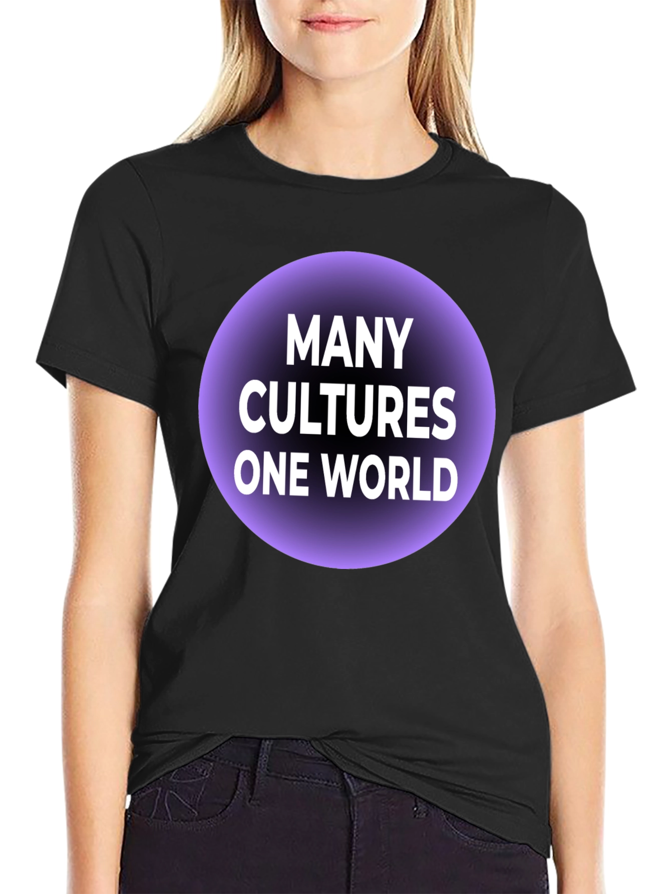 Many Cultures One World Graphic Tee - Black