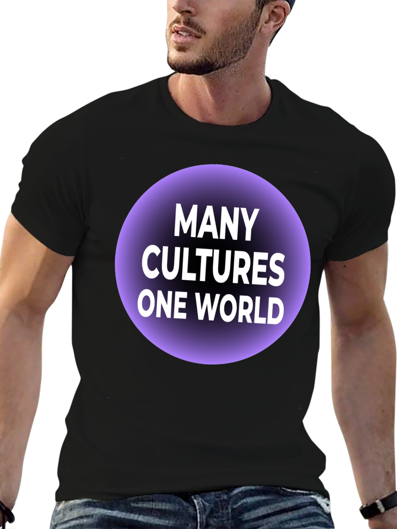 Many Cultures One World Graphic Tee - Black