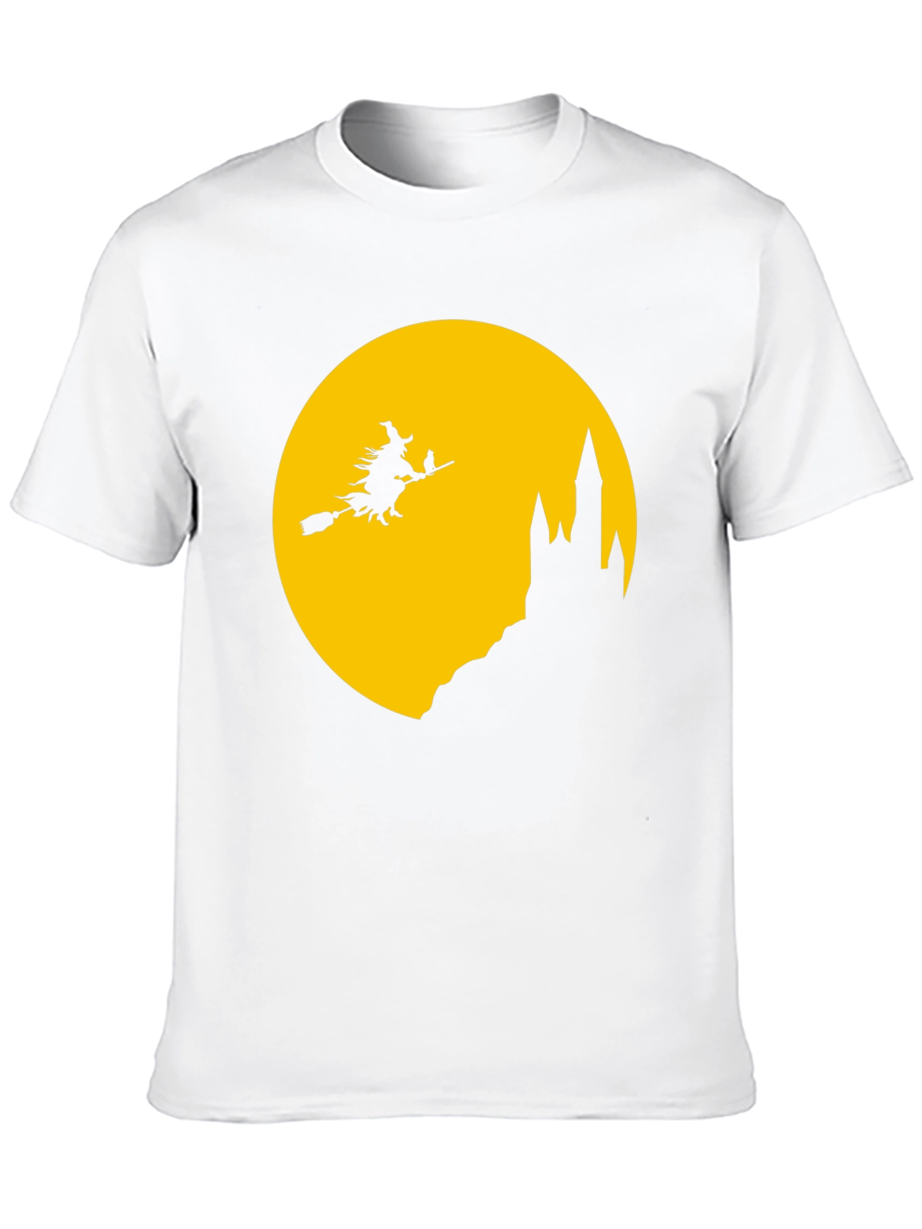 Halloween Witch on Broomstick Black T-Shirt