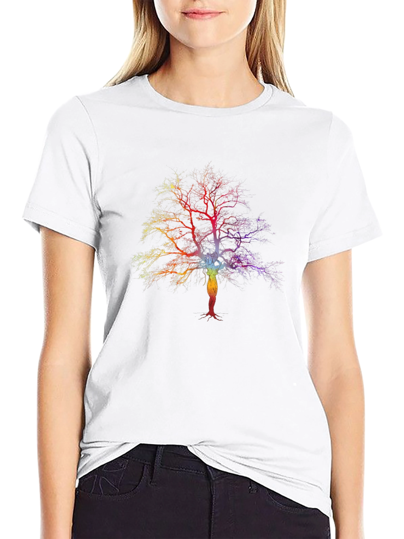 Rainbow Tree Chakra T-Shirt - Black
