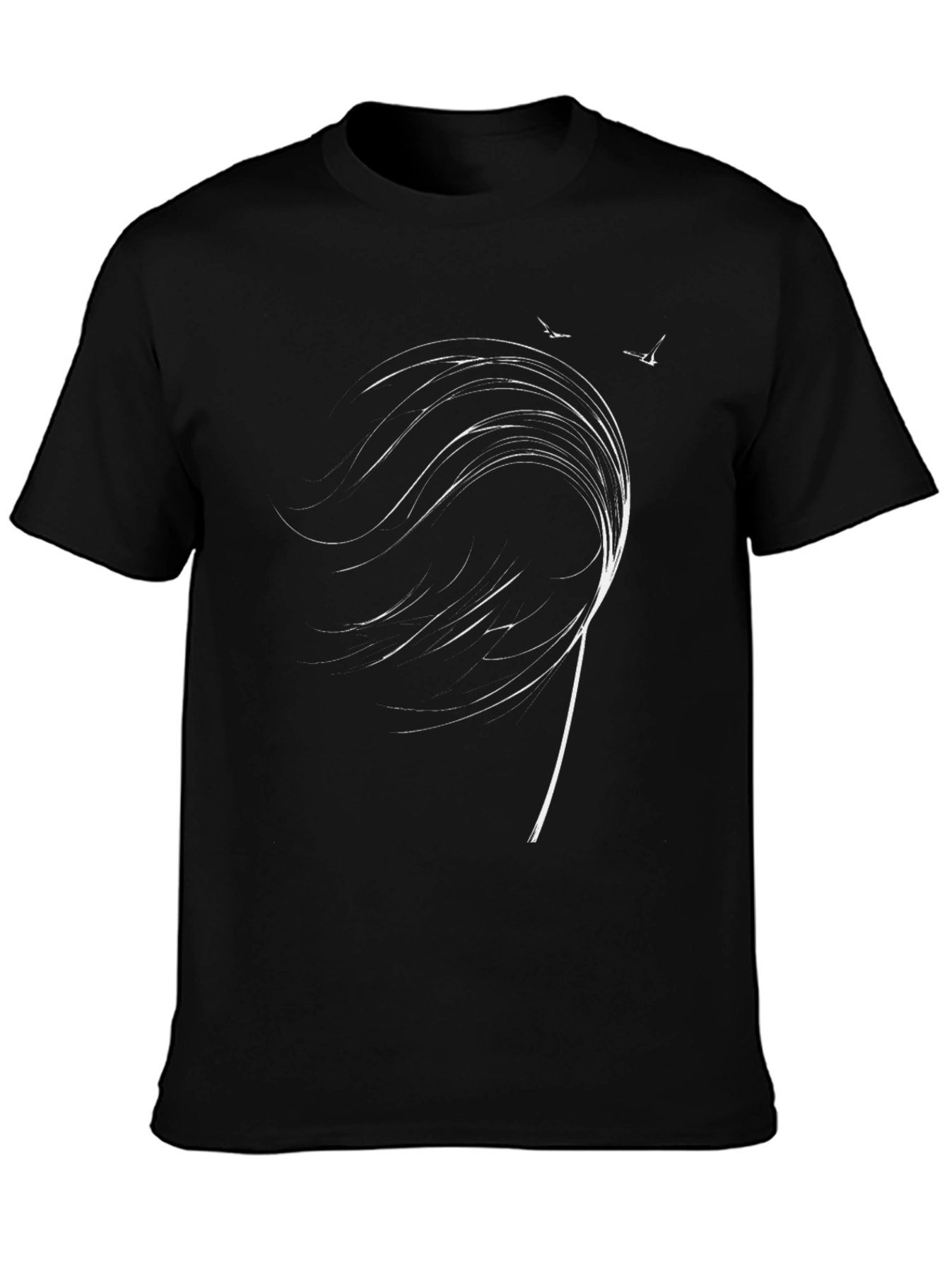 Mens Black T-Shirt with Abstract White Design