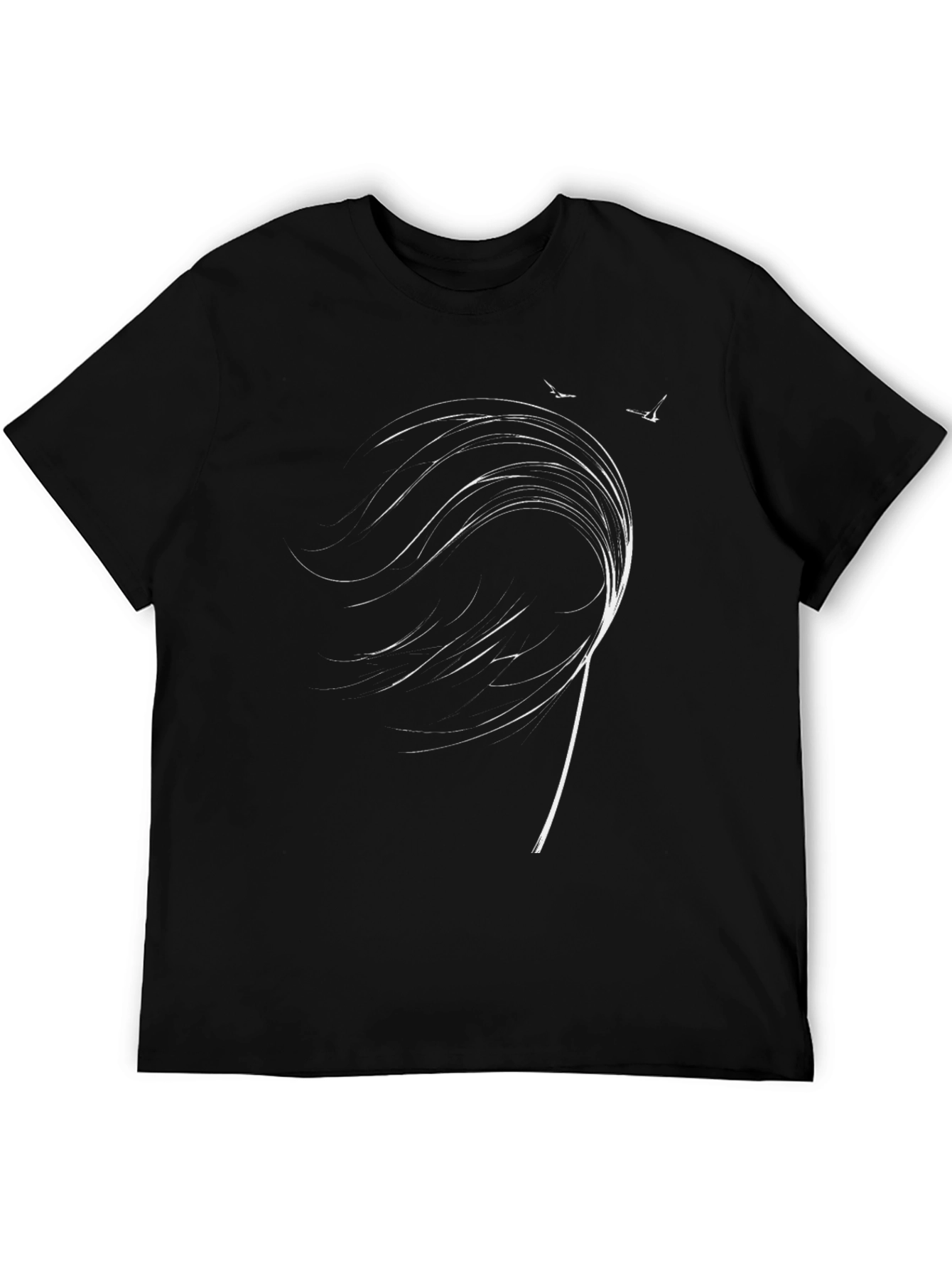 Mens Black T-Shirt with Abstract White Design