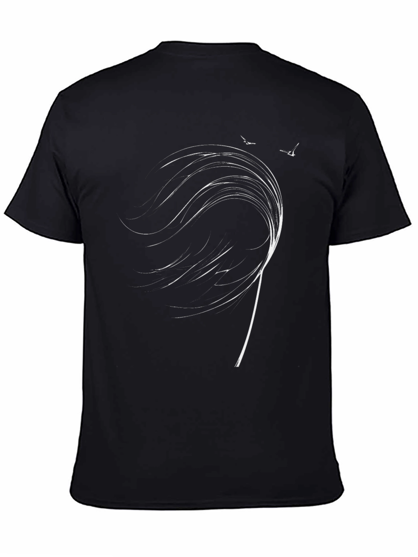 Mens Black T-Shirt with Abstract White Design