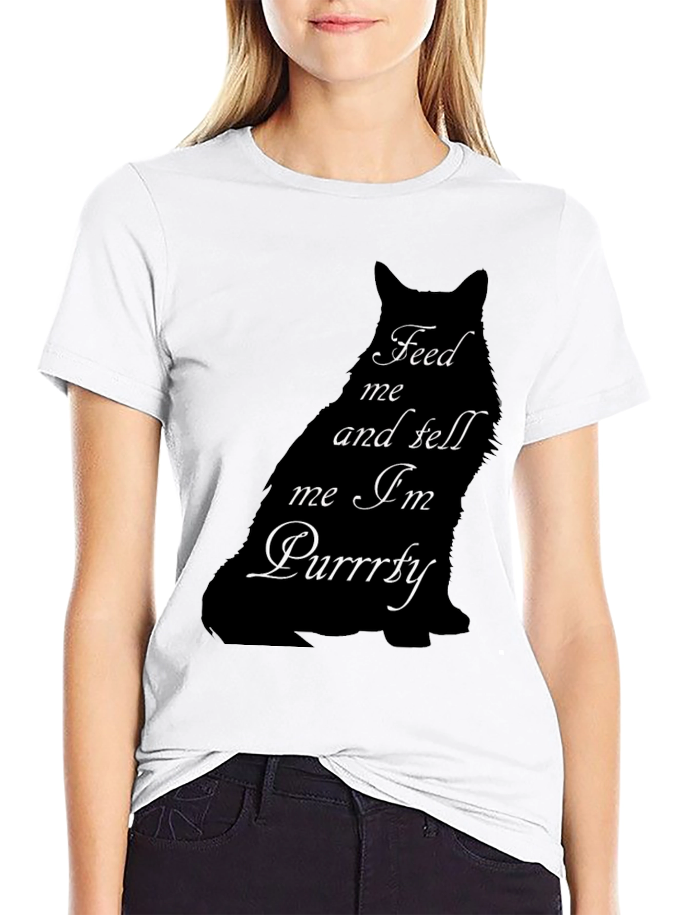 Feed Me Cat Graphic Tee - Purrrfectly Funny T-Shirt