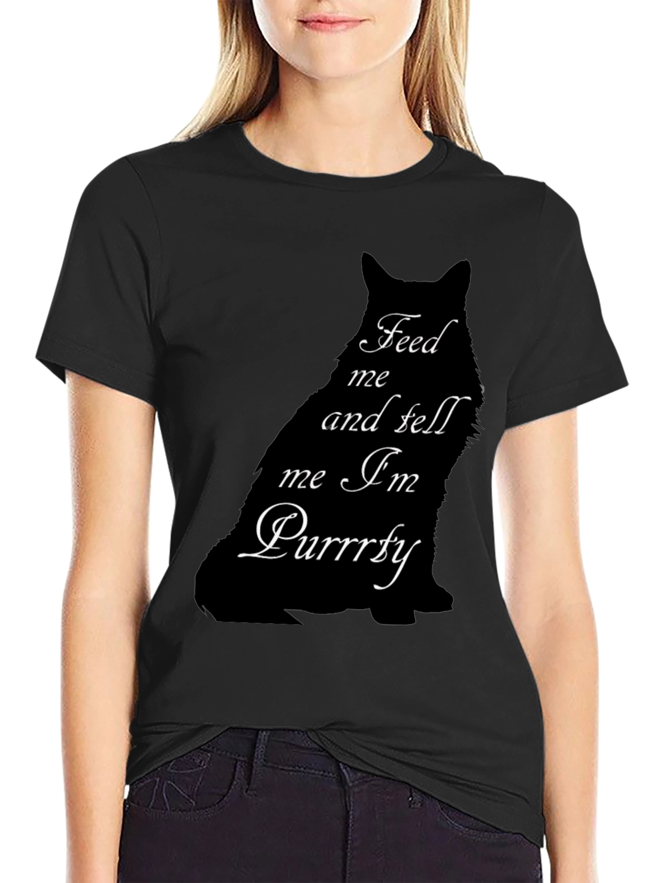 Feed Me Cat Graphic Tee - Purrrfectly Funny T-Shirt
