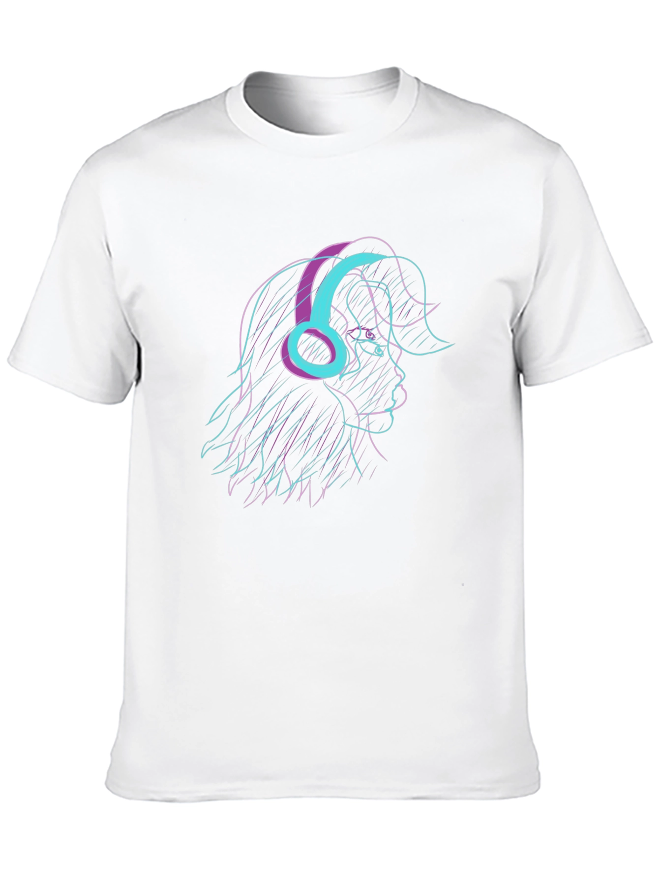 Stylish Black T-Shirt with Retro Headphone Graphic