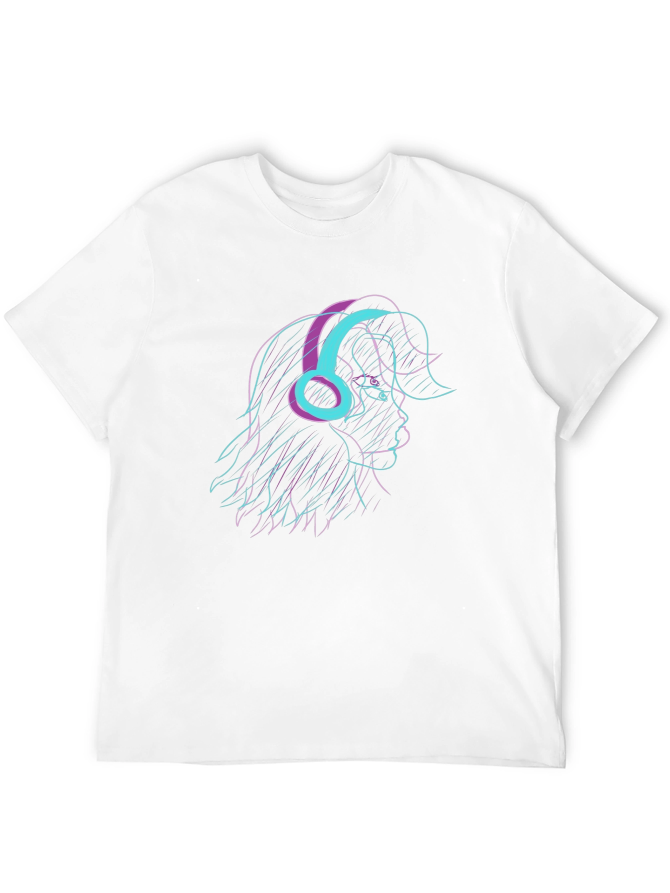 Stylish Black T-Shirt with Retro Headphone Graphic