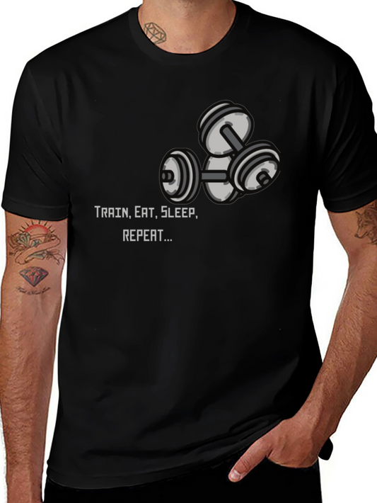 Train Eat Sleep Repeat Graphic Tee - Black