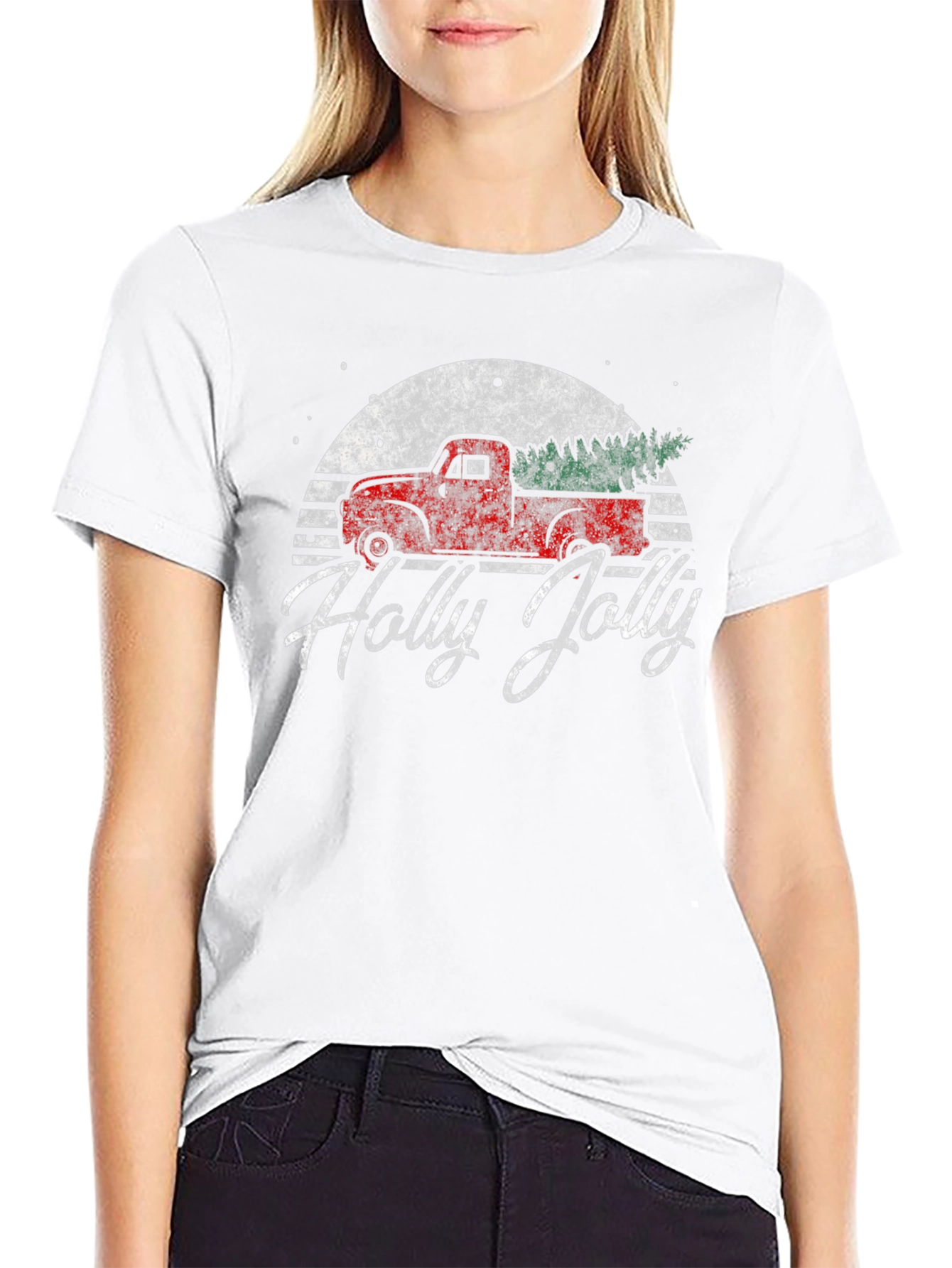 Holly Jolly Retro Truck Graphic T-Shirt