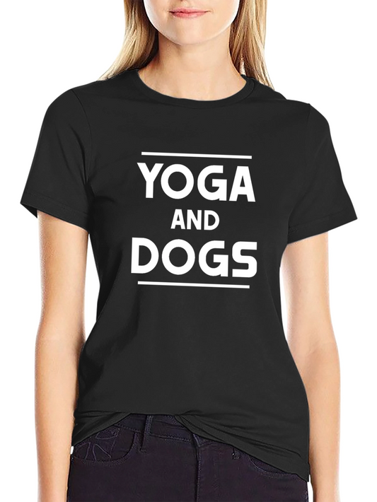 Yoga and Dogs Graphic Tee - Black Cotton Casual T-Shirt