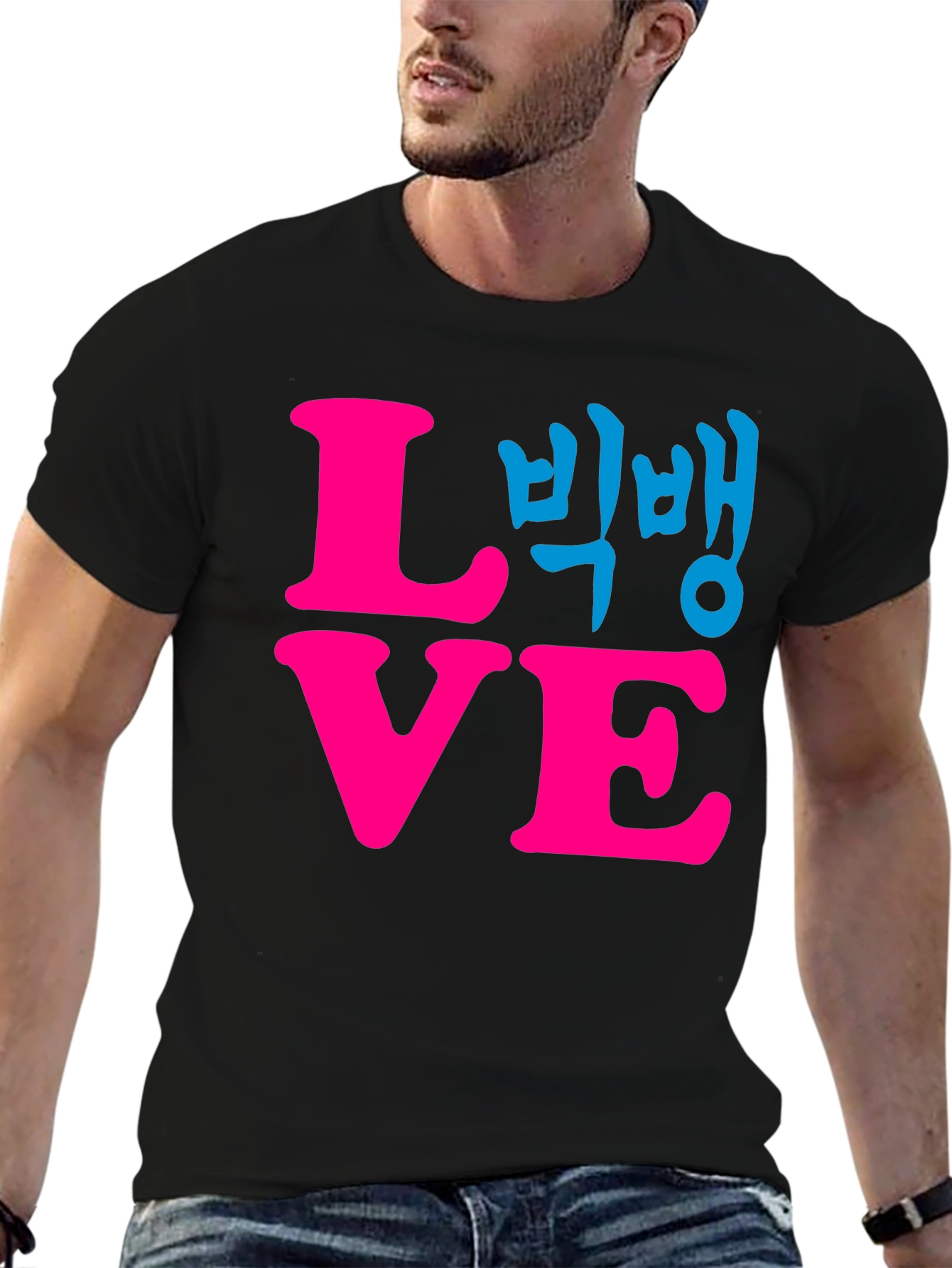 LOVE Graphic Print T-Shirt - Black Cotton Blend Tee