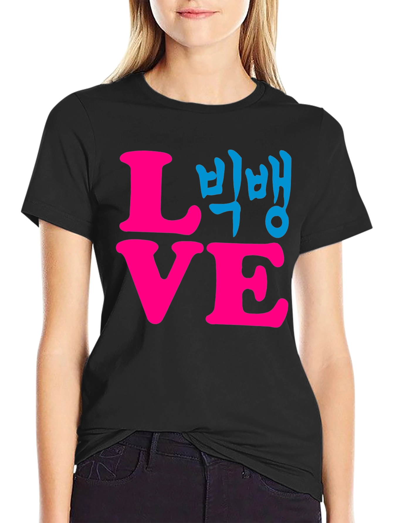 LOVE Graphic Print T-Shirt - Black Cotton Blend Tee