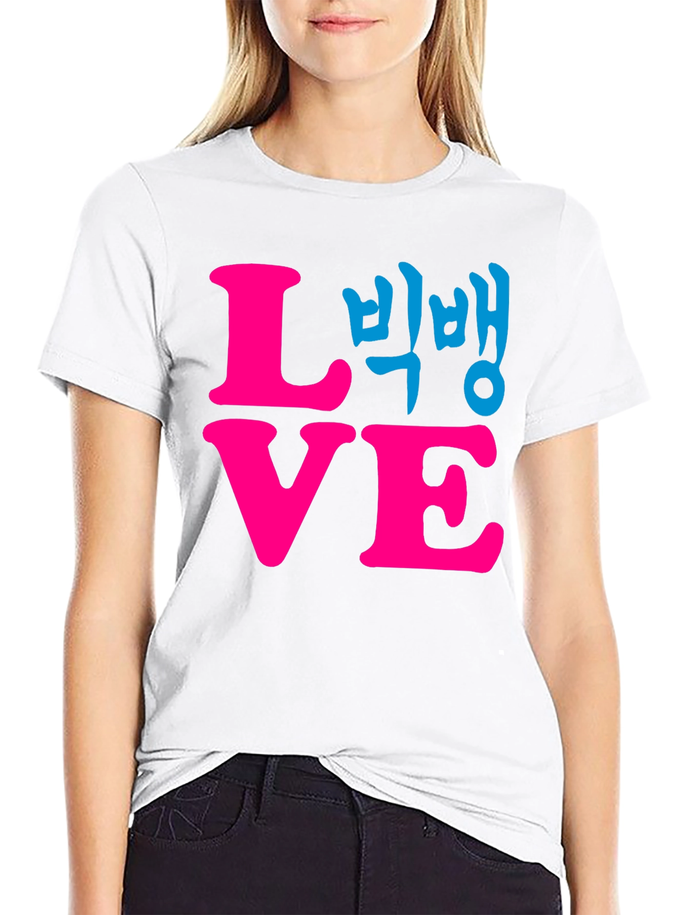 LOVE Graphic Print T-Shirt - Black Cotton Blend Tee