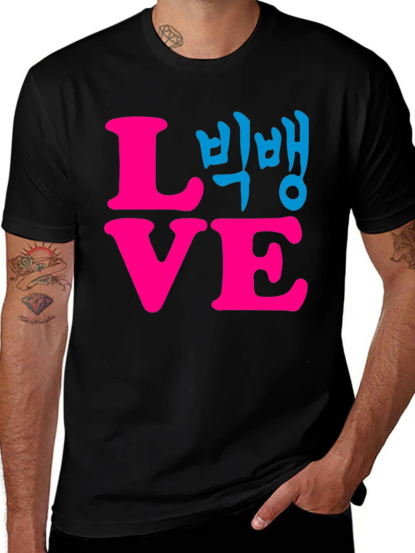 LOVE Graphic Print T-Shirt - Black Cotton Blend Tee