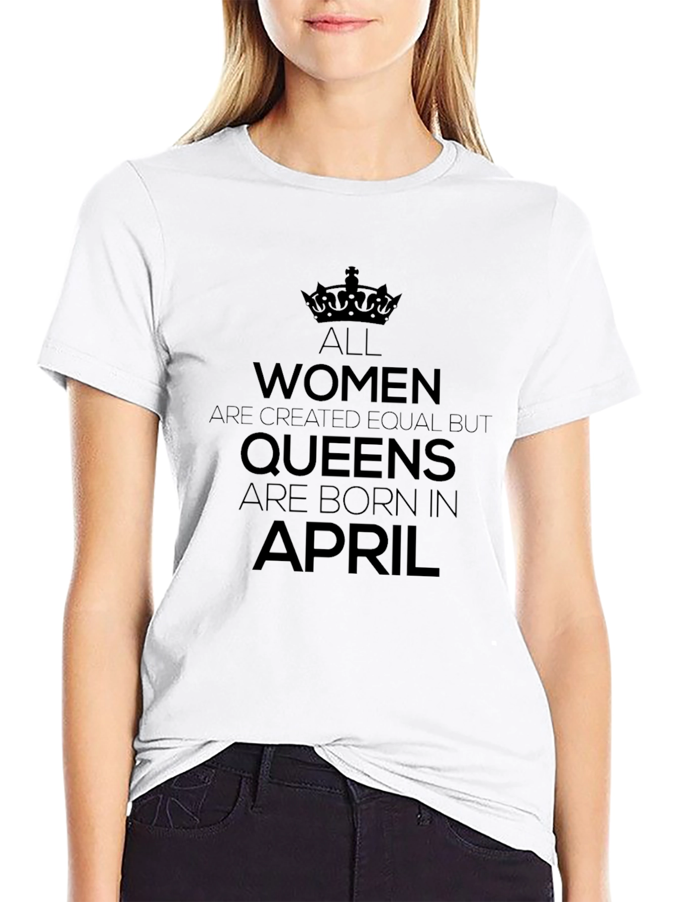 Queens Born in April Black T-Shirt