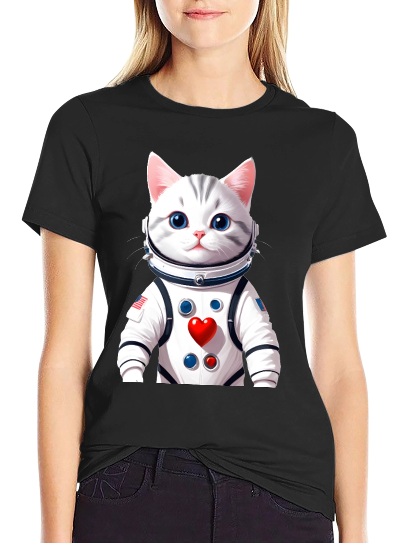 Astronaut Cat Graphic T-Shirt - Space Lover Tee