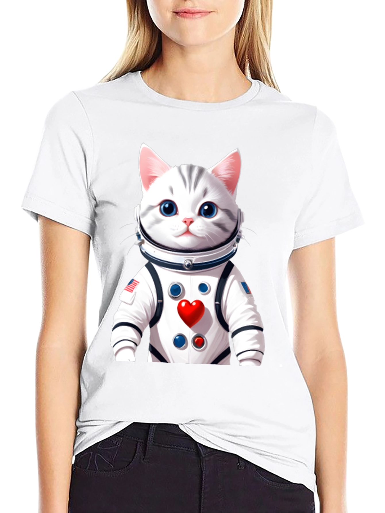 Astronaut Cat Graphic T-Shirt - Space Lover Tee