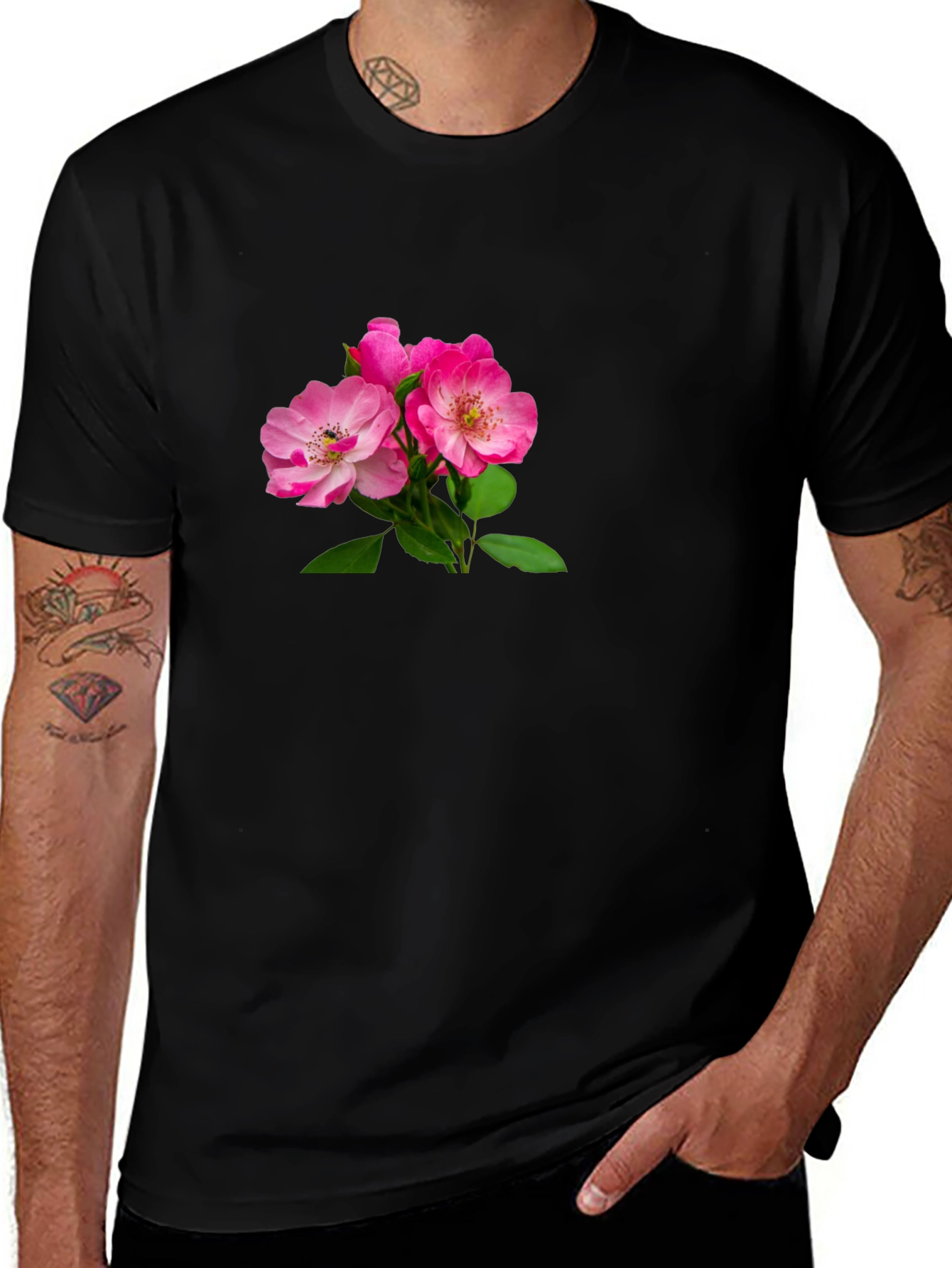 Floral Pink Rose Graphic T-Shirt