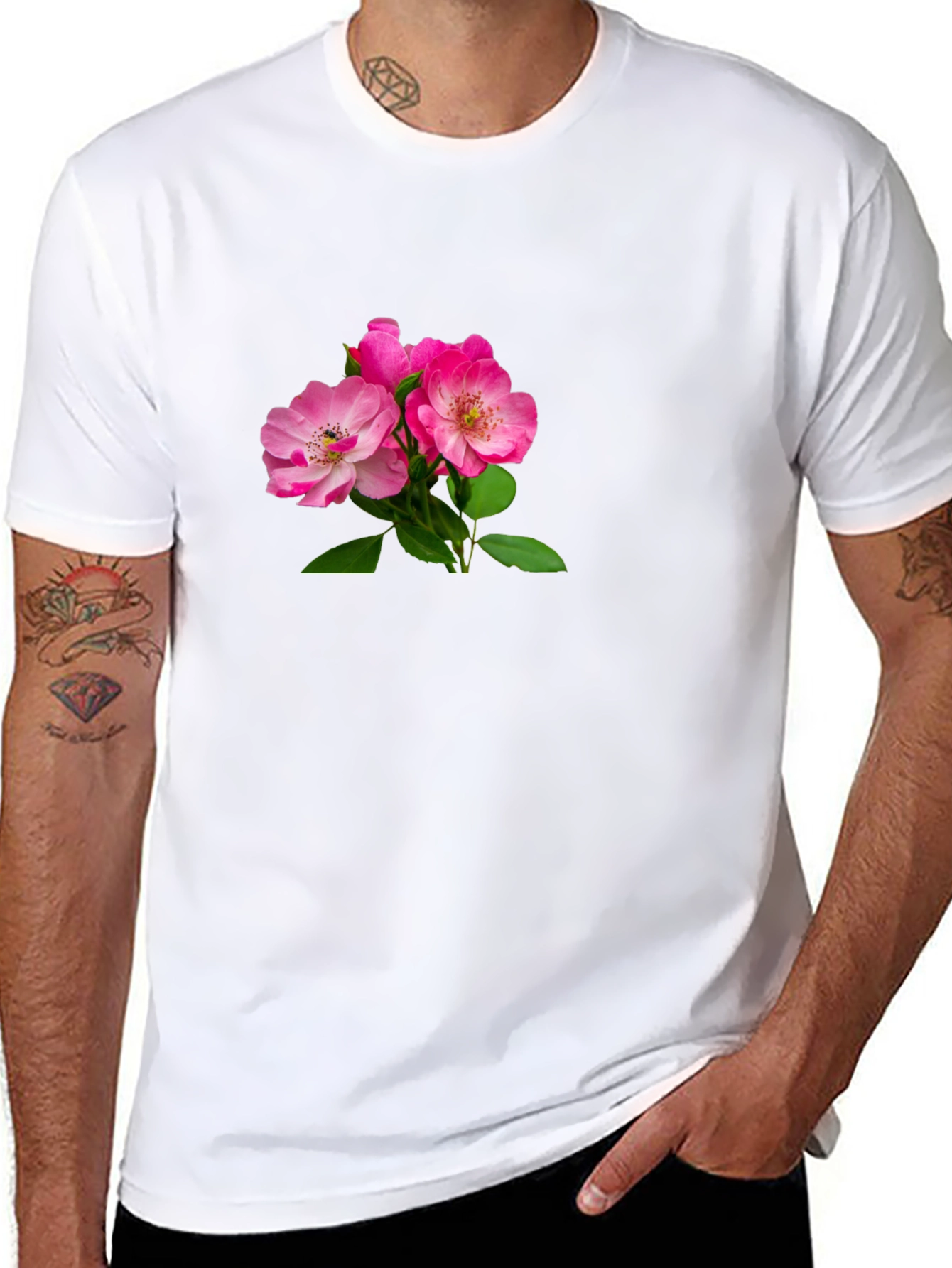 Floral Pink Rose Graphic T-Shirt