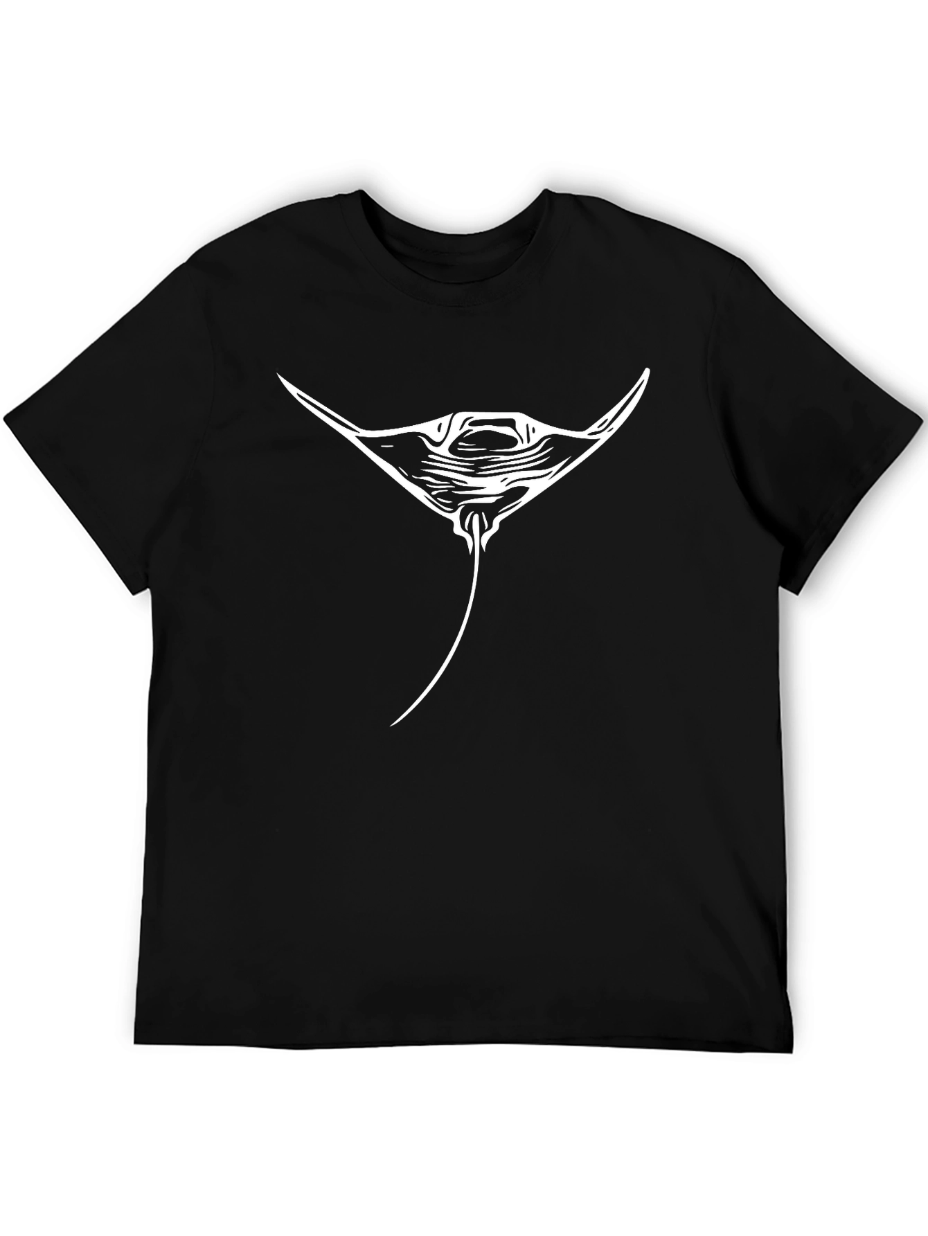 Manta Ray Graphic Tee - Black Cotton T-Shirt