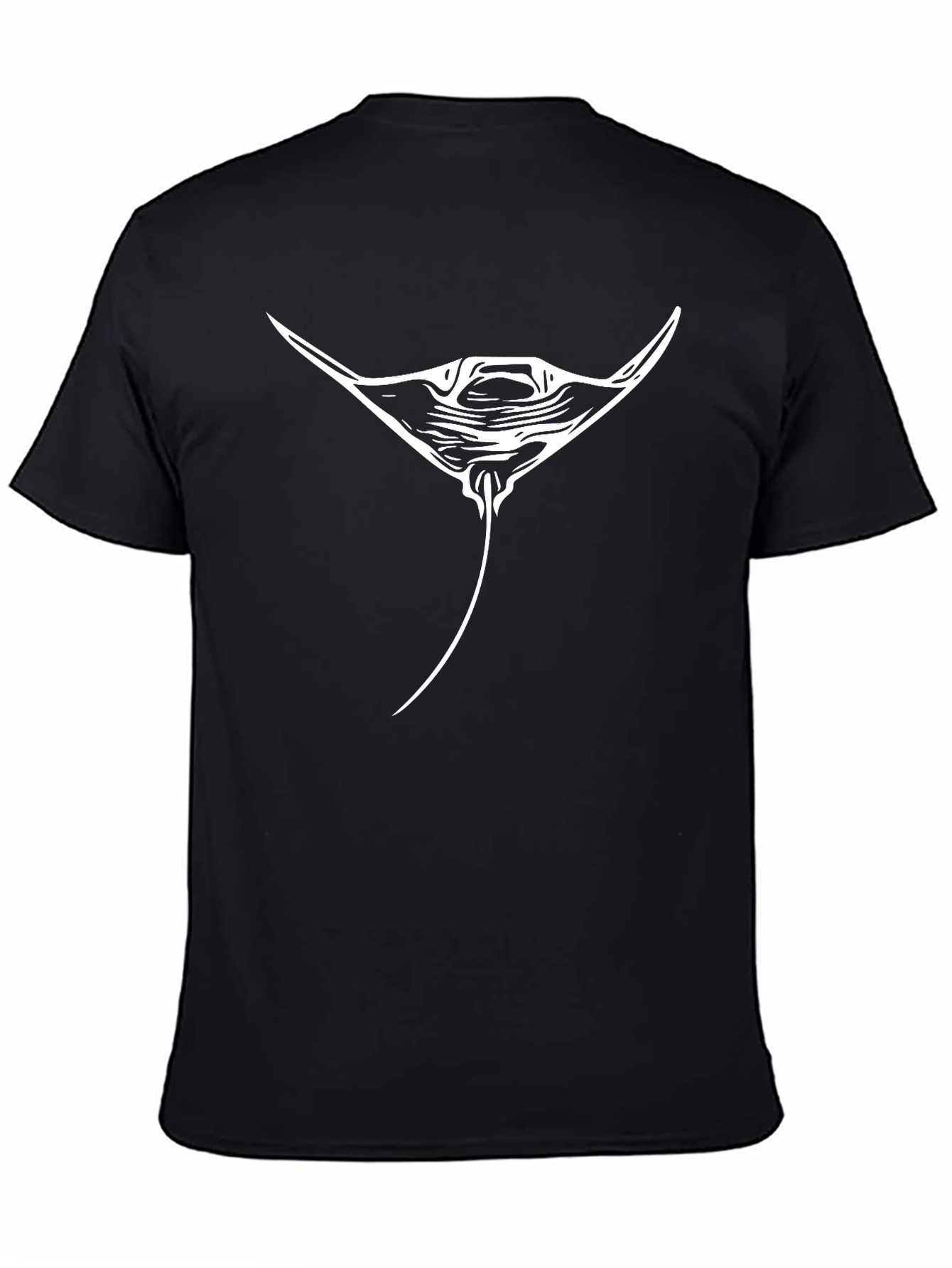 Manta Ray Graphic Tee - Black Cotton T-Shirt