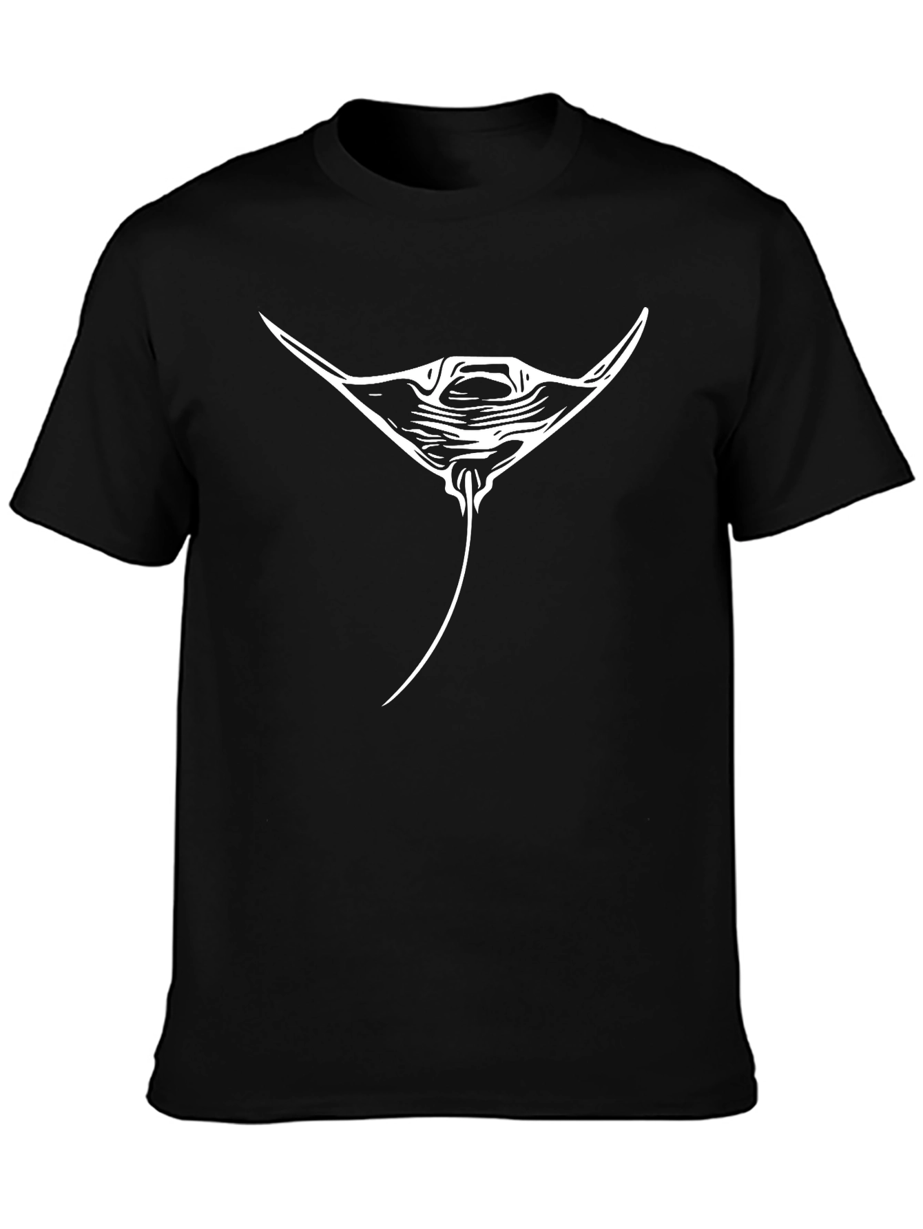 Manta Ray Graphic Tee - Black Cotton T-Shirt