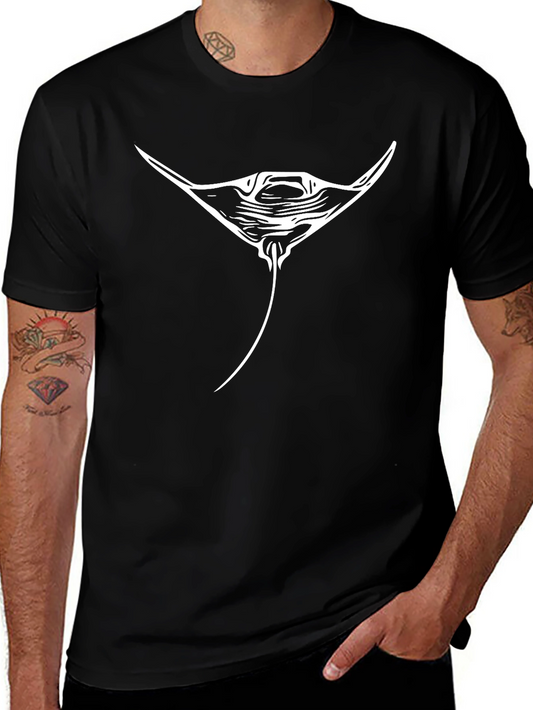 Manta Ray Graphic Tee - Black Cotton T-Shirt