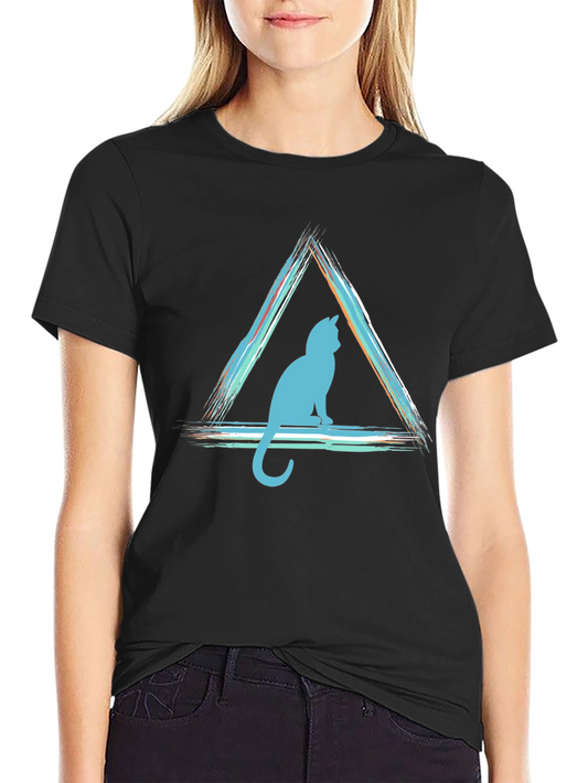 Geometric Cat T-Shirt - Modern Style