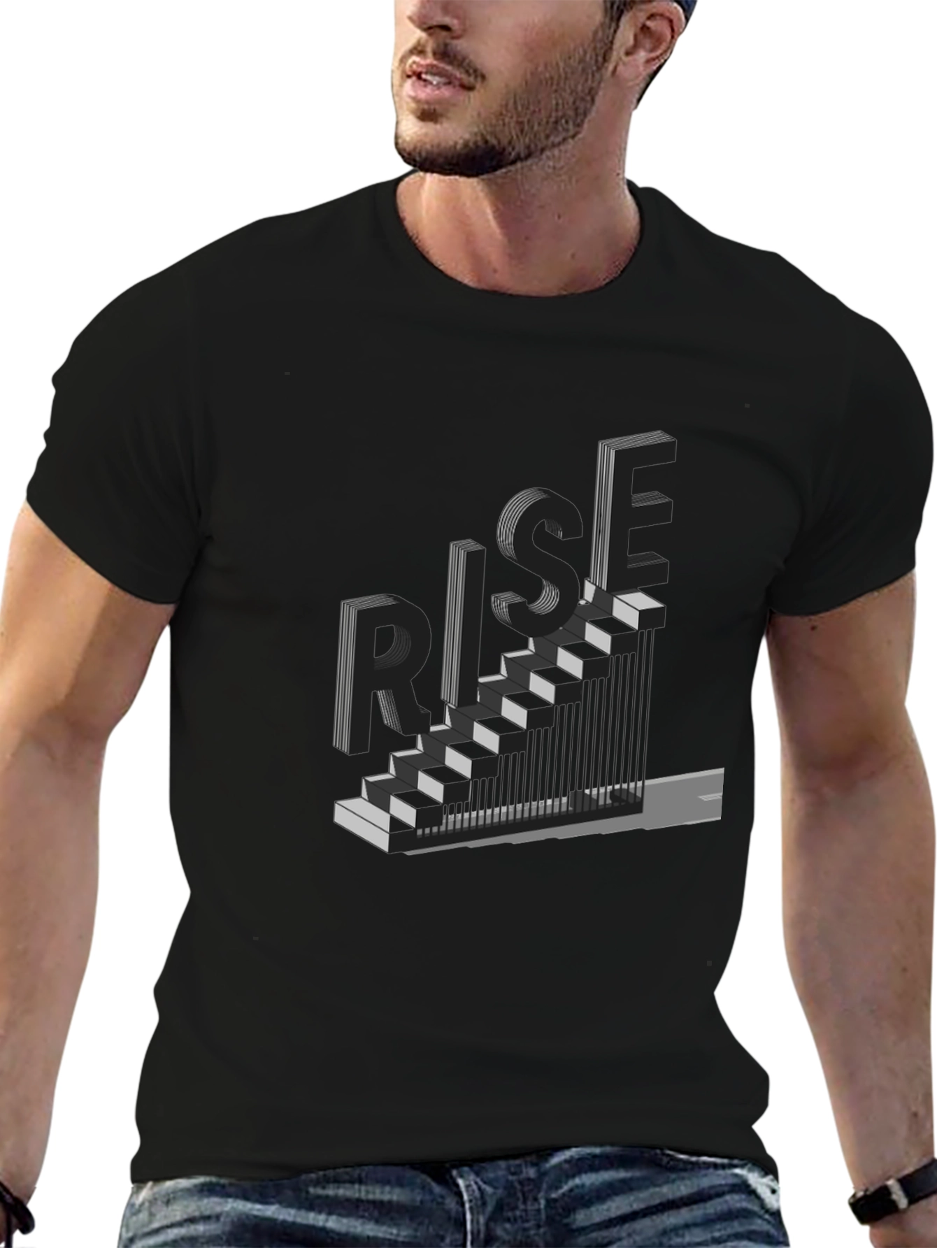 Rise Graphic Tee - Black Staircase Design