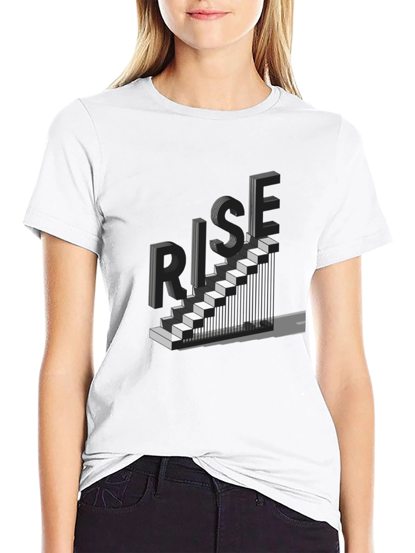 Rise Graphic Tee - Black Staircase Design